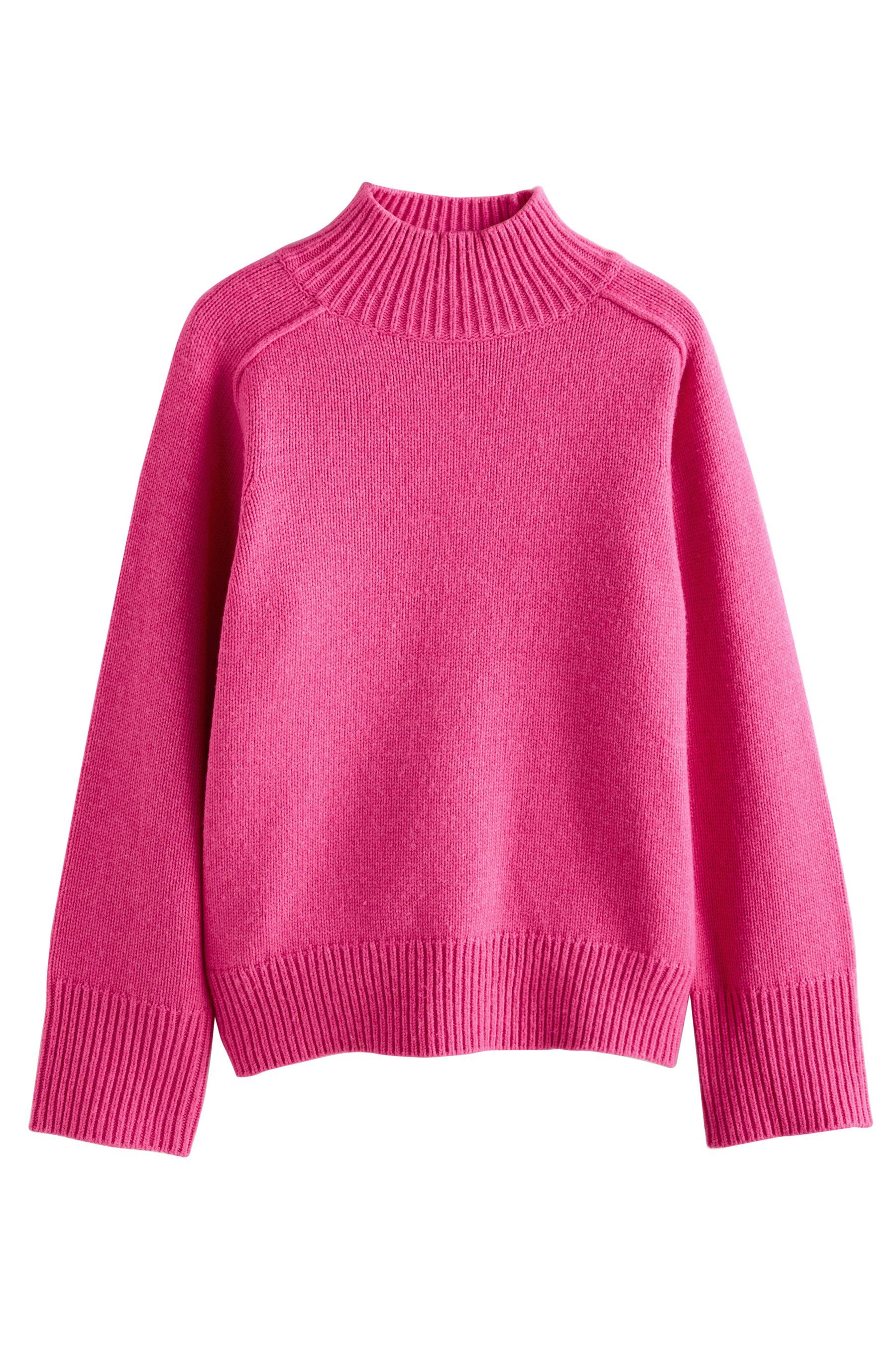 Strickpullover Grobstrickpullover mit Stehkragen und Wollanteil