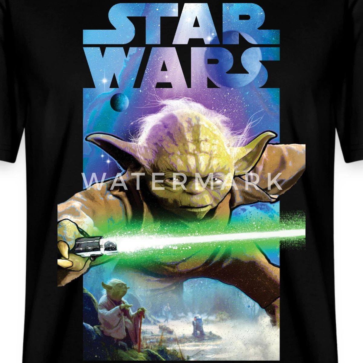 Spreadshirt T-Shirt Star Wars Meister Yoda Und Grünes Lichtschwert Relaxed Fit Unisex T-Sh (1-tlg)