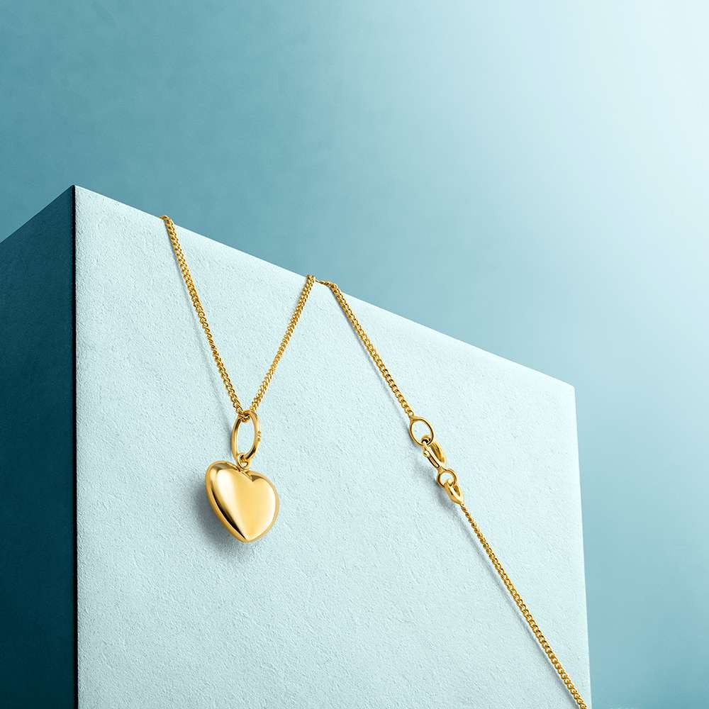Miore Herzkette M4047N für Damen Kette und Herzanhänger aus 14K (585) Gelbgold, Anhänger 9,5 x 14,5 mm - Panzerkette
