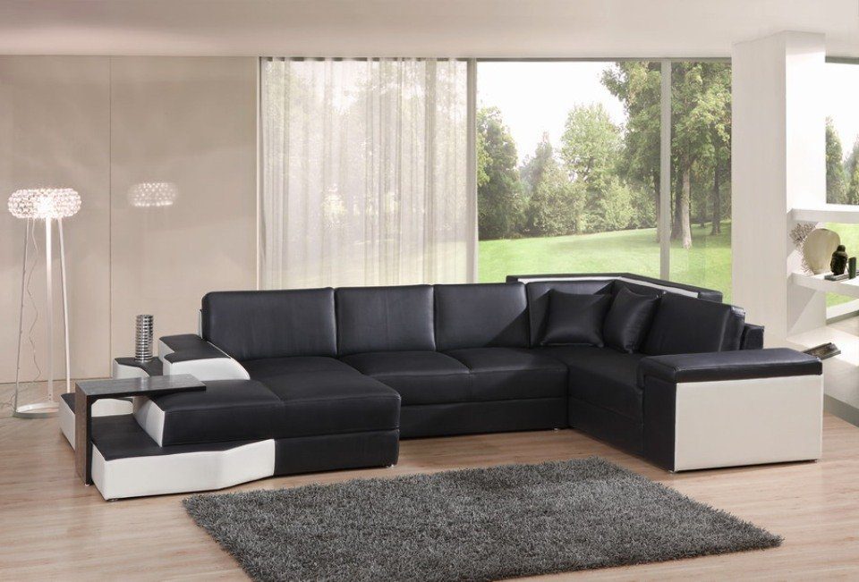 JVmoebel Ecksofa, XXL Design Form Couch Ecksofa U Wohlandschaft Sofa Big Leder Textil