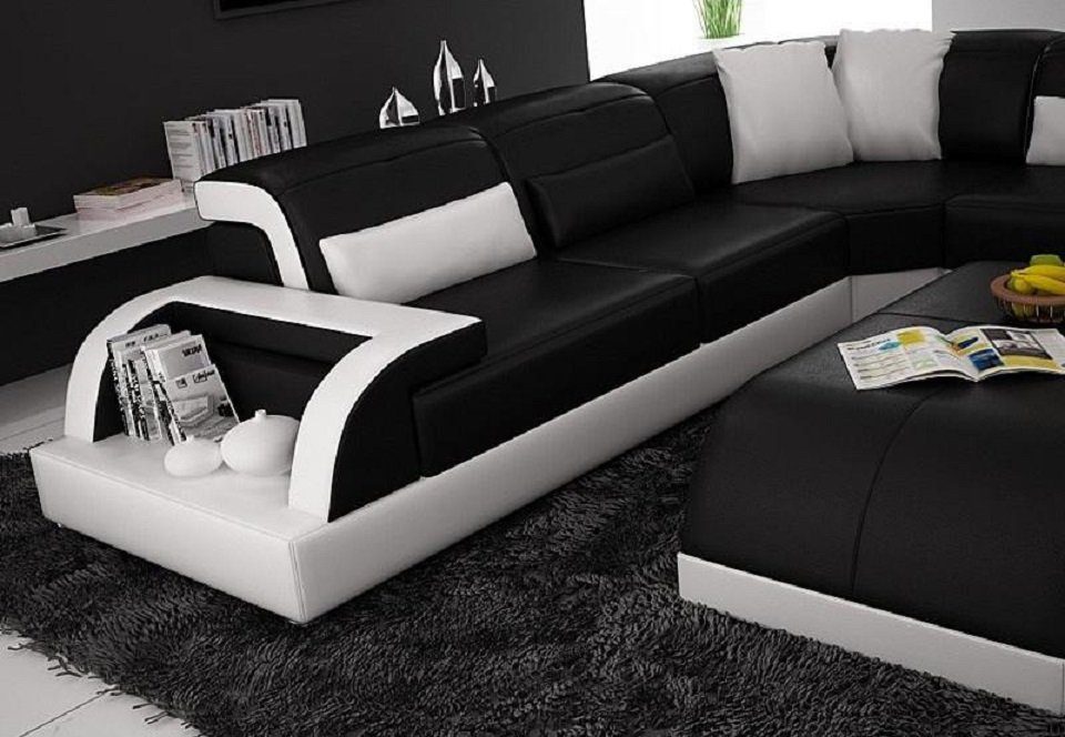 Klasse JVmoebel in Sofa, Europe Wohnlandschaft Made Schwarz/Weiß Extra Luxus Couch Ledersofa Ecksofa Ecksofa -