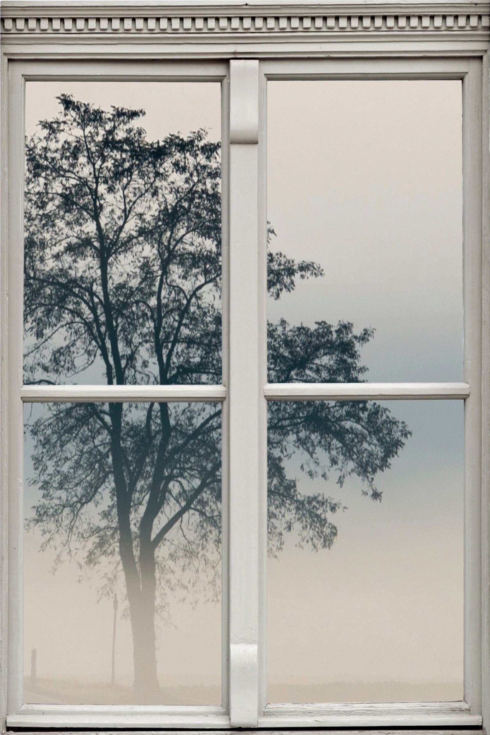 queence Wandsticker Nebel, Wandsticker, Wandbild, selbstklebend, 3D, Fenster