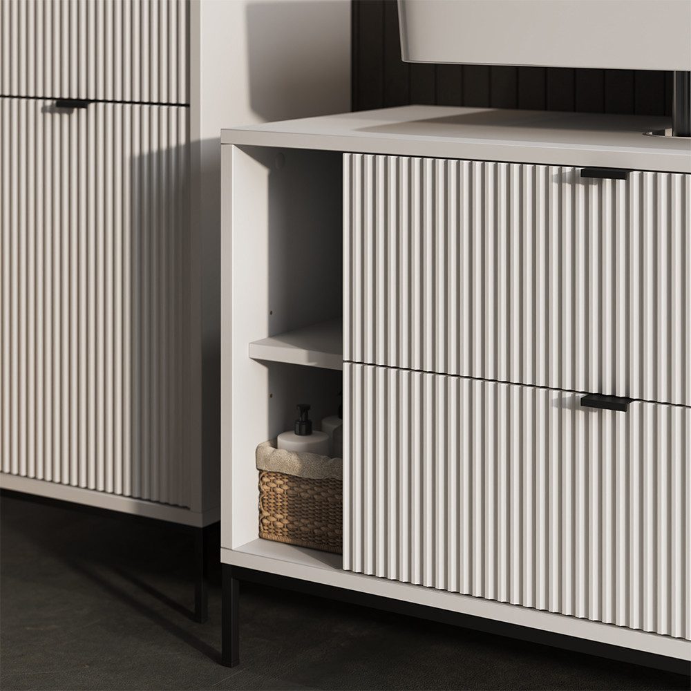 Vicco Waschbeckenunterschrank Eliza, Weiß, 100 x 63 cm mit 2 ausziehbaren Schubladen (1-St) – Bild 4 von 5