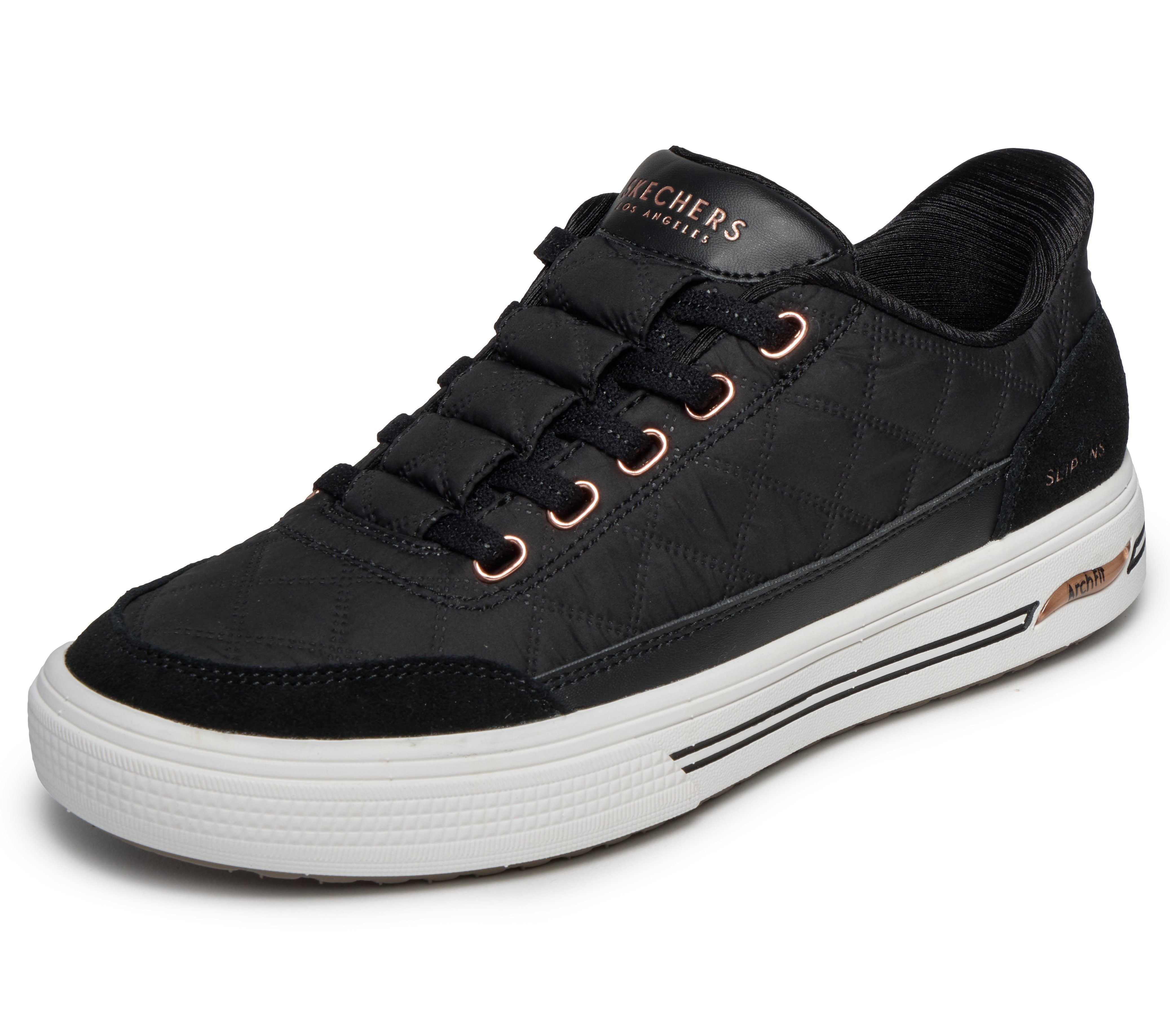 Skechers ARCH FIT ARCADE-CUDDLE STEPS Slip-On Sneaker Slipper, Schlupfschuh, Freizeitsneaker mit elastischen Schnürsenkeln