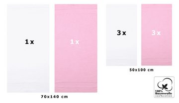 Betz Handtuch Set 8-tlg. Handtuch-Set Palermo Farbe weiß und rosé, 100% Baumwolle