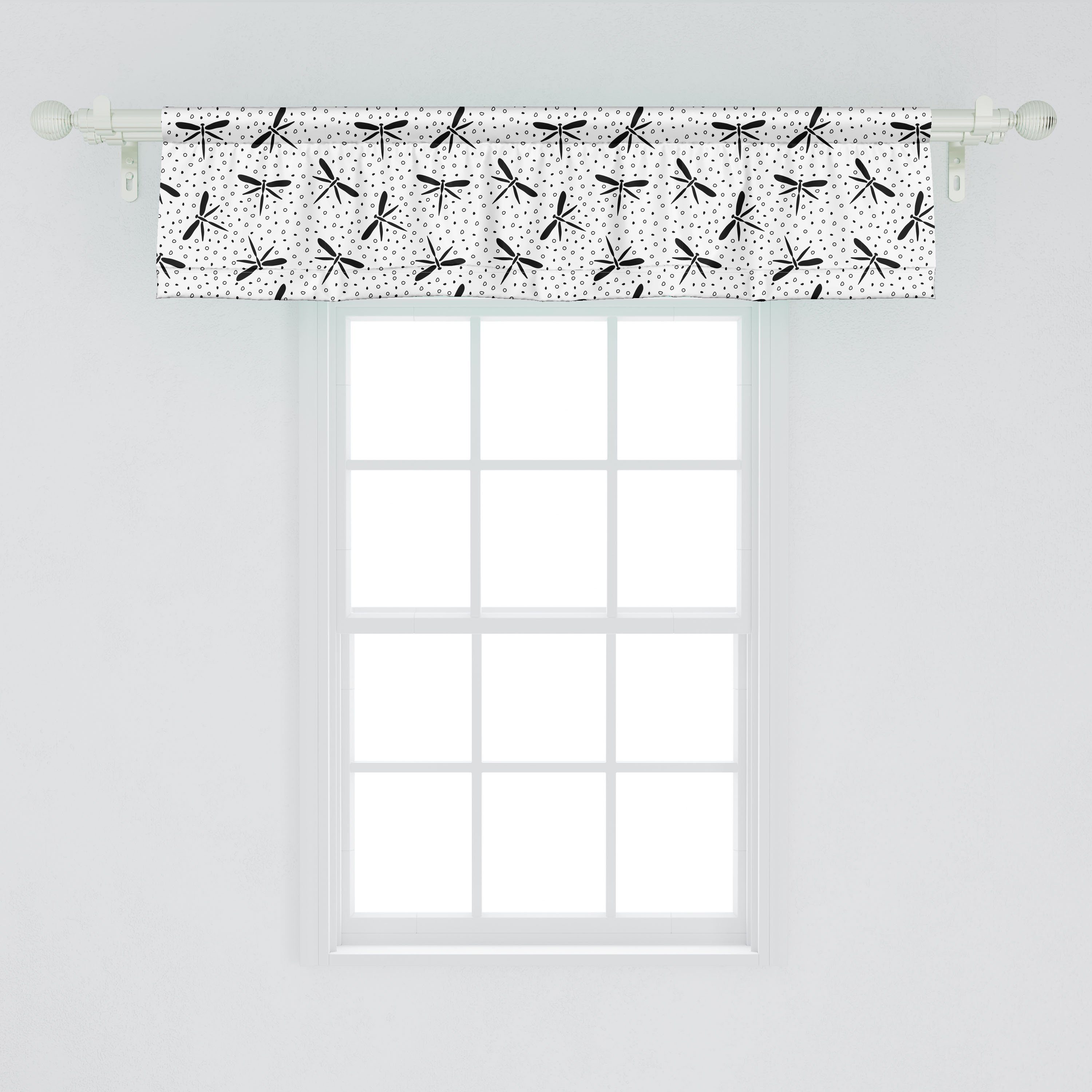 Scheibengardine Vorhang Volant für Punkte Microfaser, Küche Abakuhaus, Insekten Stangentasche, Fliegende Dekor Libellen Schlafzimmer und mit
