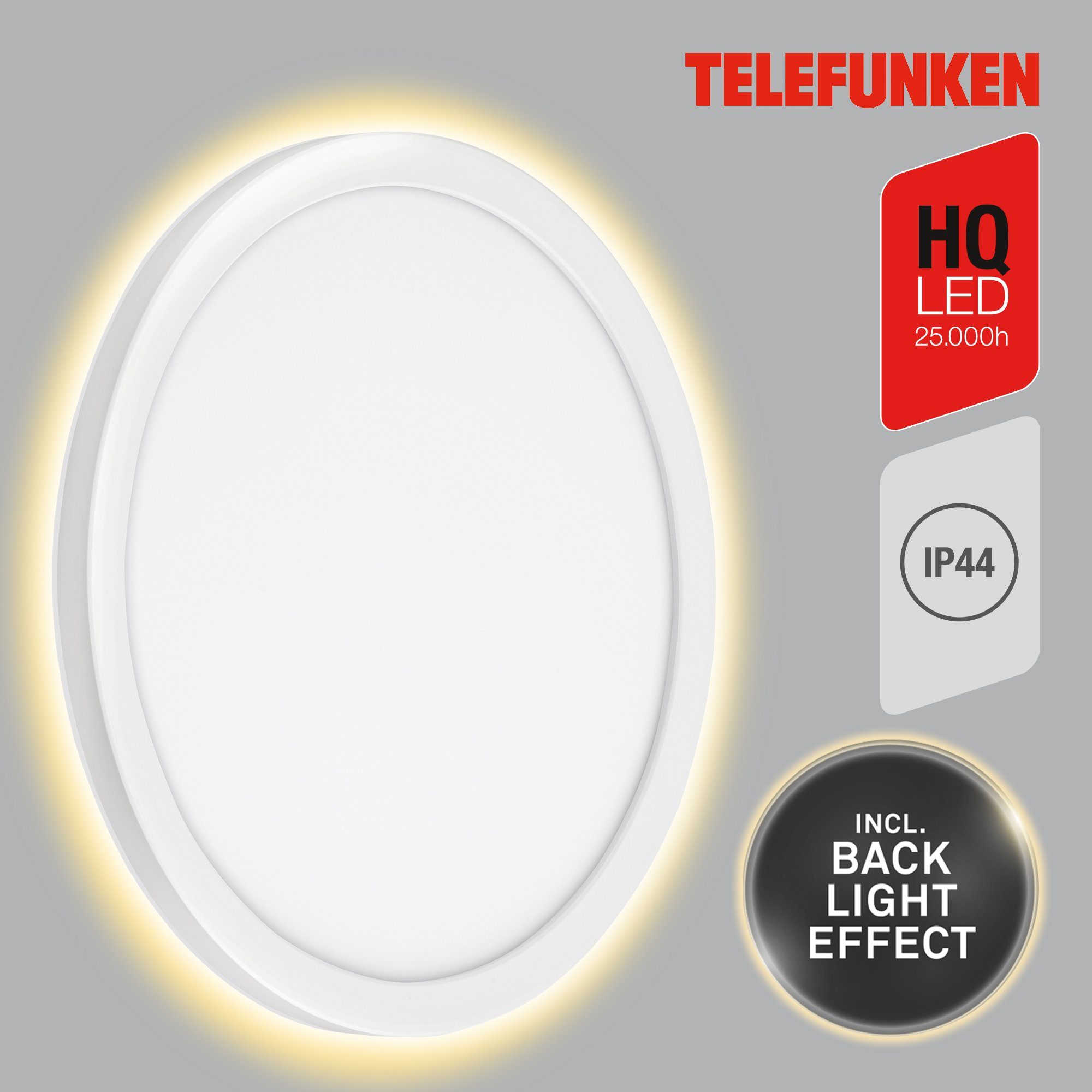 Backlight 313406TF, Außenleuchte LED fest Telefunken 4000K Ø28cm verbaut, LED Neutralweiß, 15W Wand Außen-Wandleuchte IP44