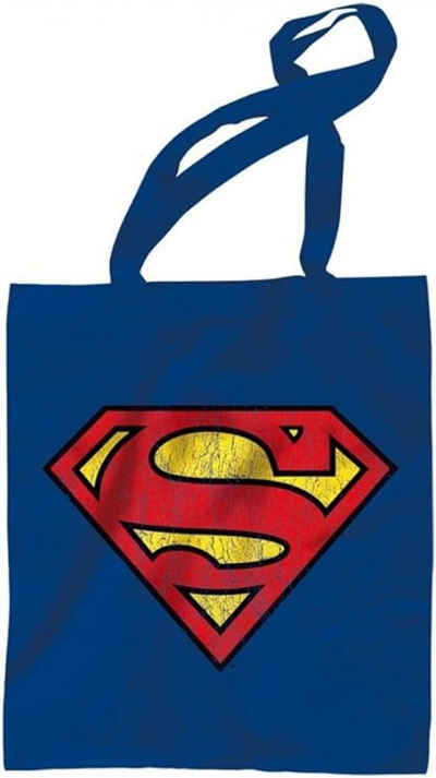 Superman Beuteltasche Superman Tragetasche Stoffbeutel Henkeltasche Shoppingbag blau