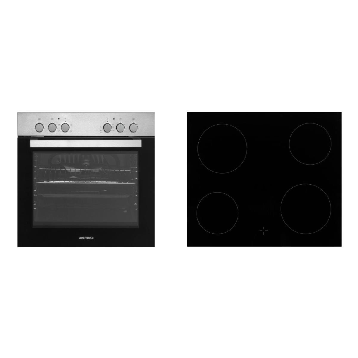 RESPEKTA Backofen-Set Respekta HS2000-33 Herdset Ronda mit Glaskeramikkochfeld, 60cm,66L, mit 1-fach-Teleskopauszug