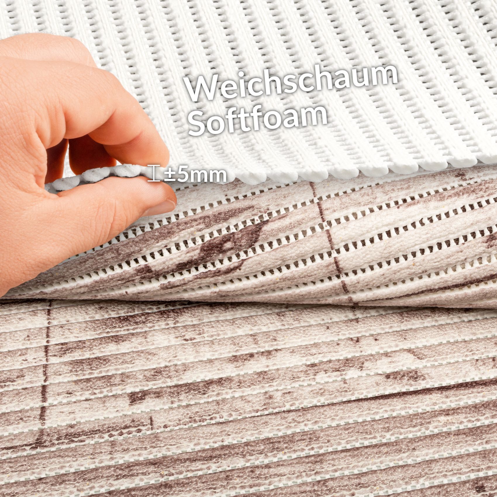 ANRO Schaum-Badematte Antirutschmatte Weichschaummatte Badezimmer Premium, Höhe 5 mm, wasserdurchlässig, pflegeleicht, Rillen, rutschhemmend, Drainage Effekt, s – Bild 5 von 5