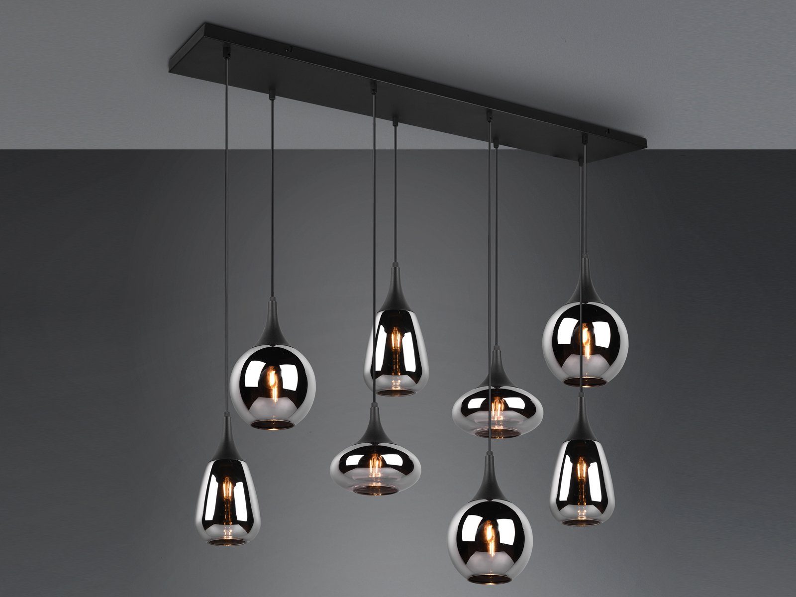 TRIO Leuchten LED Pendelleuchte, LED wechselbar, Warmweiß, große ausgefallene Rauch-glas Lampen für über-n Esstisch hängend