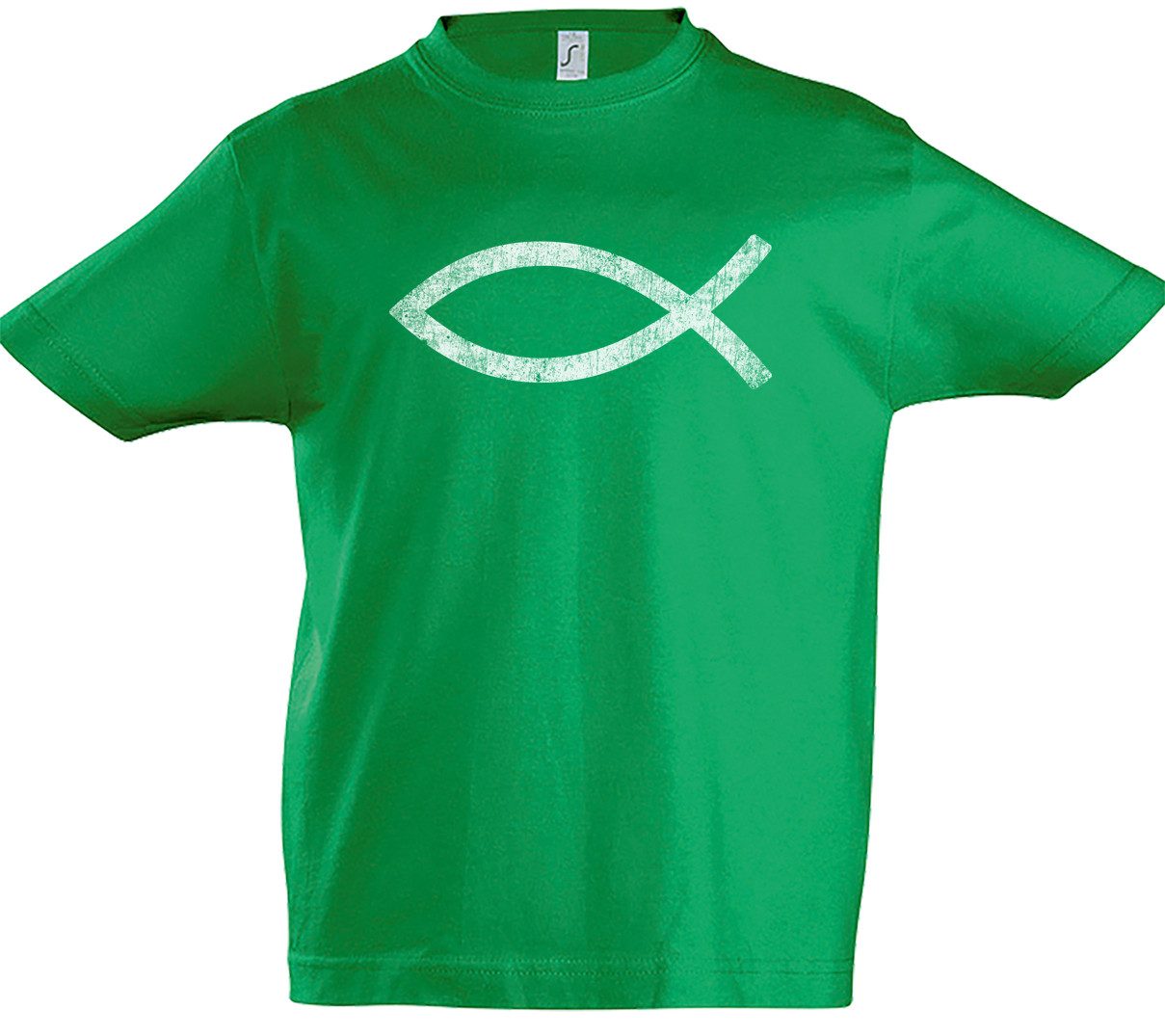 Print-Shirt Ichtys Kinder T-Shirt Fisch Christentum Zeichen Gott God Jesus Fish