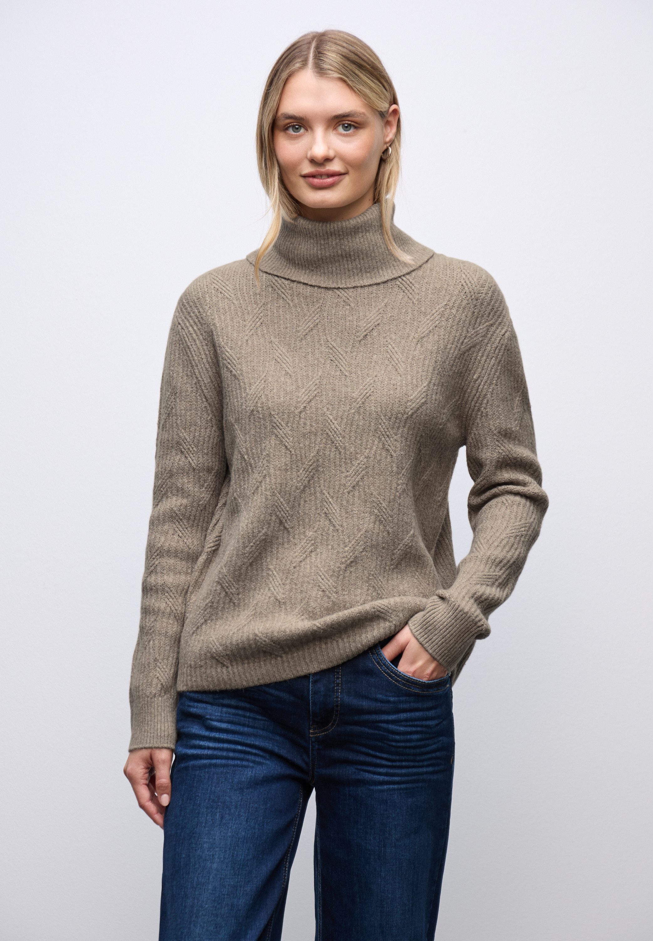 STREET ONE Rollkragenpullover aus Baumwolle mit günstig online kaufen