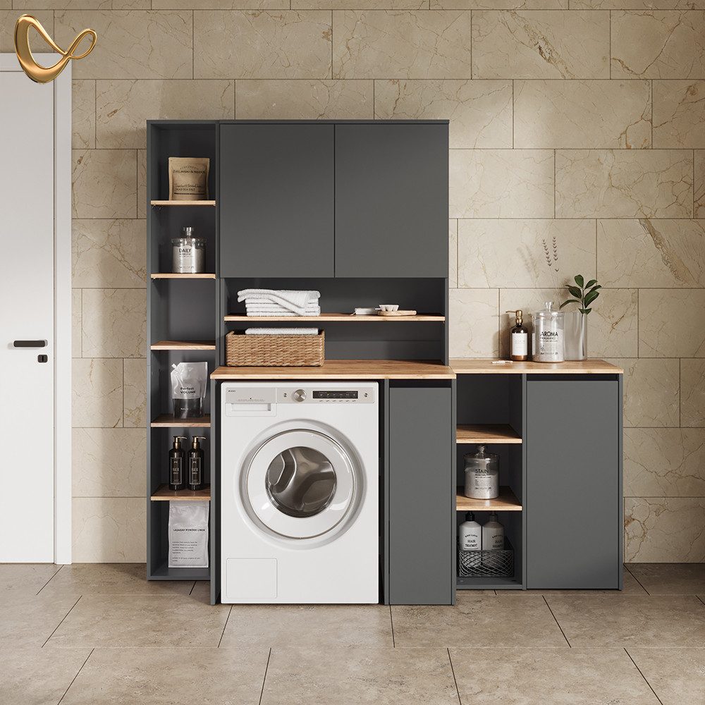 Livinity® Hochschrank Paolina, Anthrazit/Goldkraft Eiche, 30 günstig online kaufen