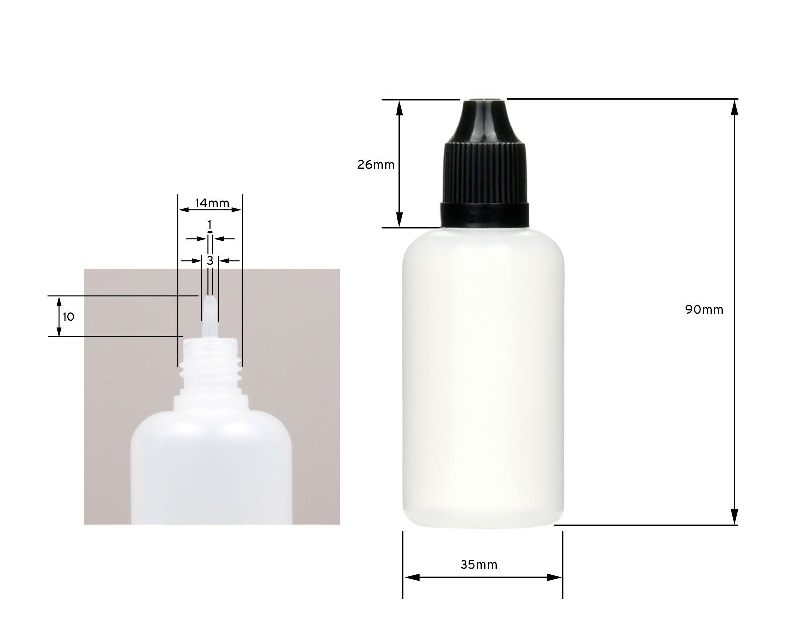 ml Plastikflaschen schwarz, OCTOPUS Deckel 5 50 G14, (5 St) LDPE, Tropfeinsatz, Kanister 1