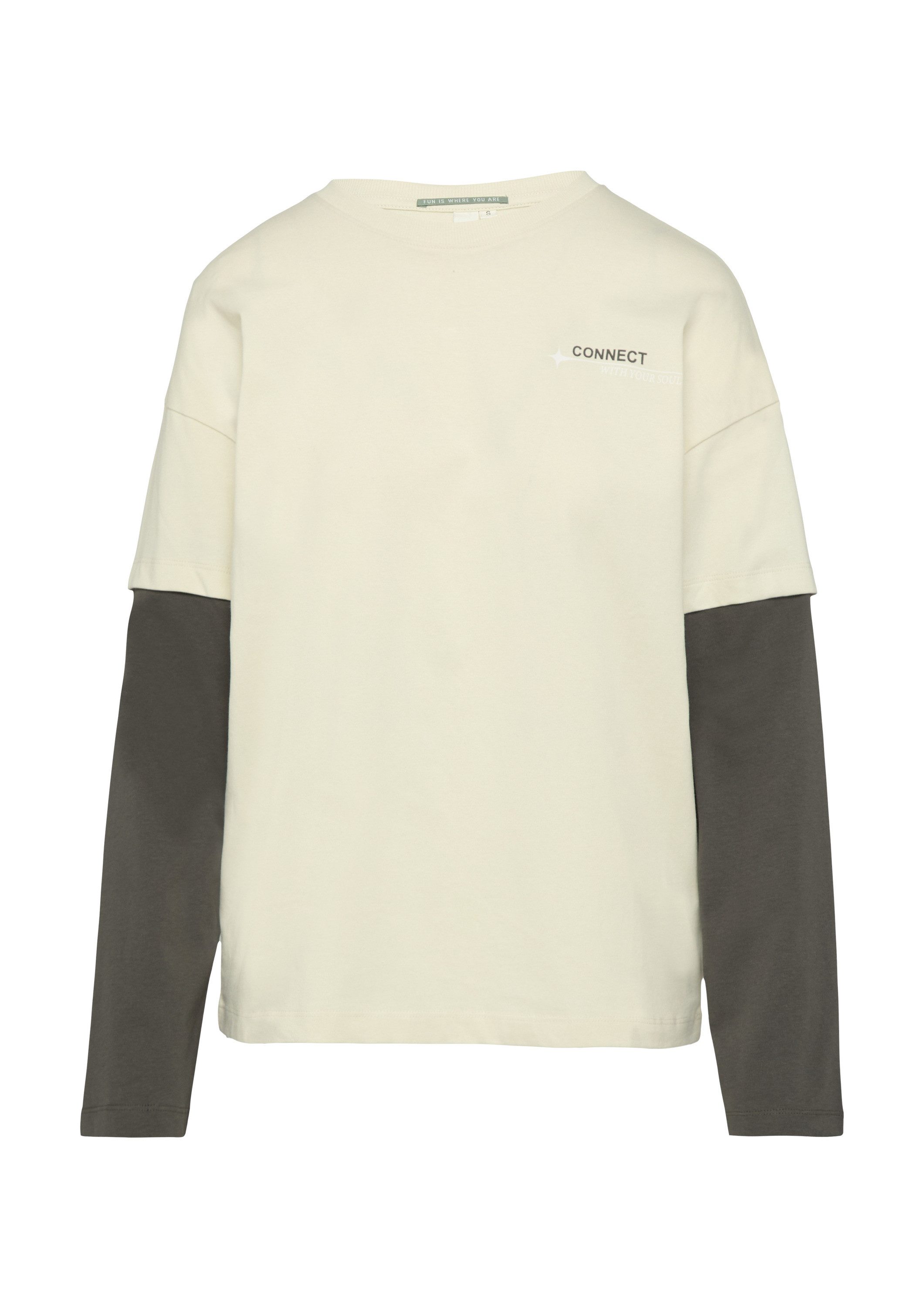 QS Langarmshirt T-Shirt Two-Layer-Longsleeve mit Print günstig online kaufen