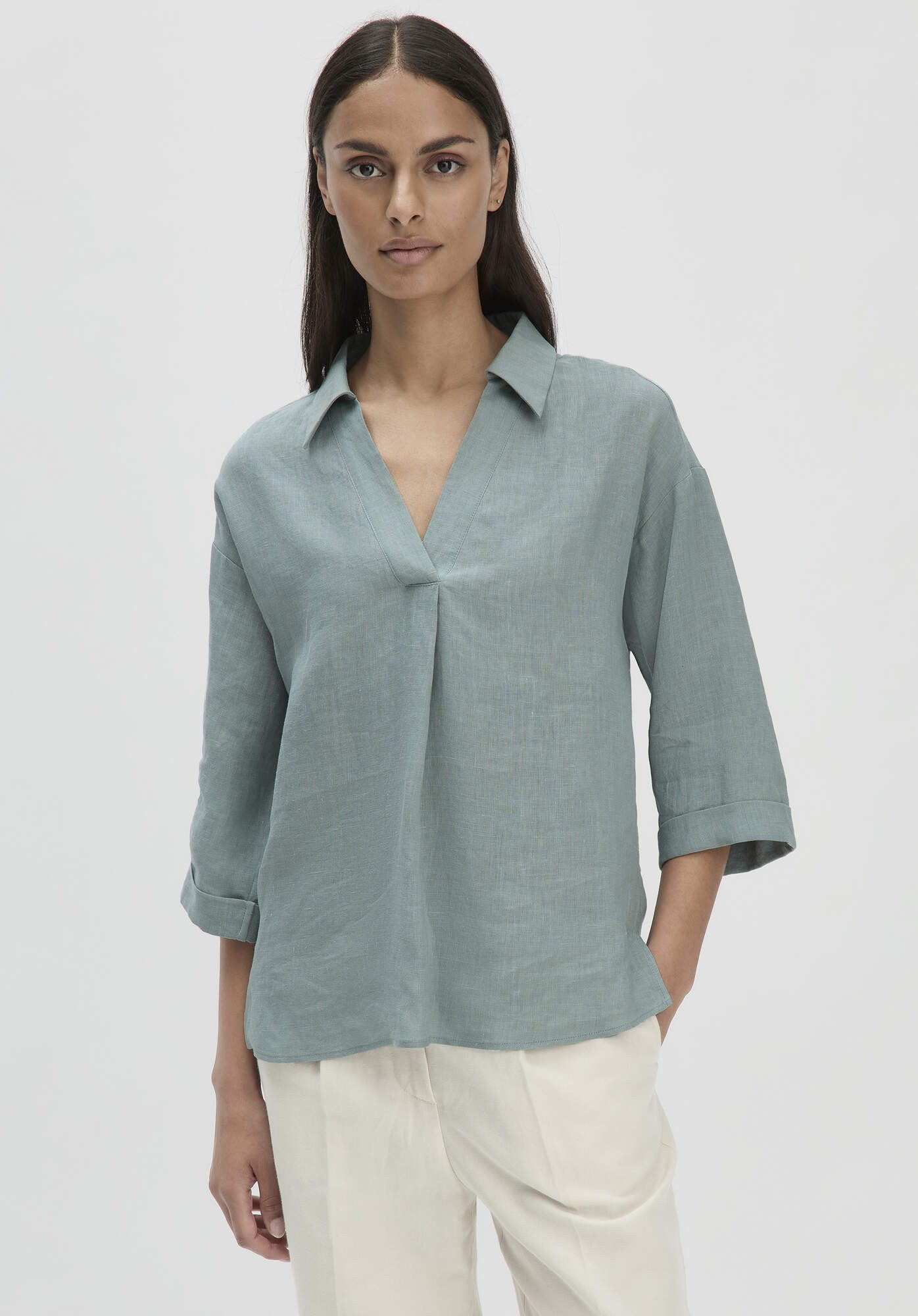Hessnatur Klassische Bluse aus reinem Leinen günstig online kaufen