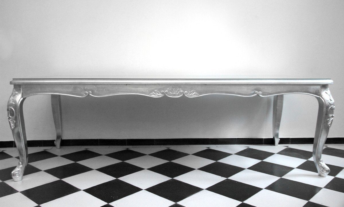Casa Tisch Esstisch - in Silber Esszimmer x 100 - Made Italy Padrino Luxury - Collection Barock Esstisch cm 250 Luxus cm