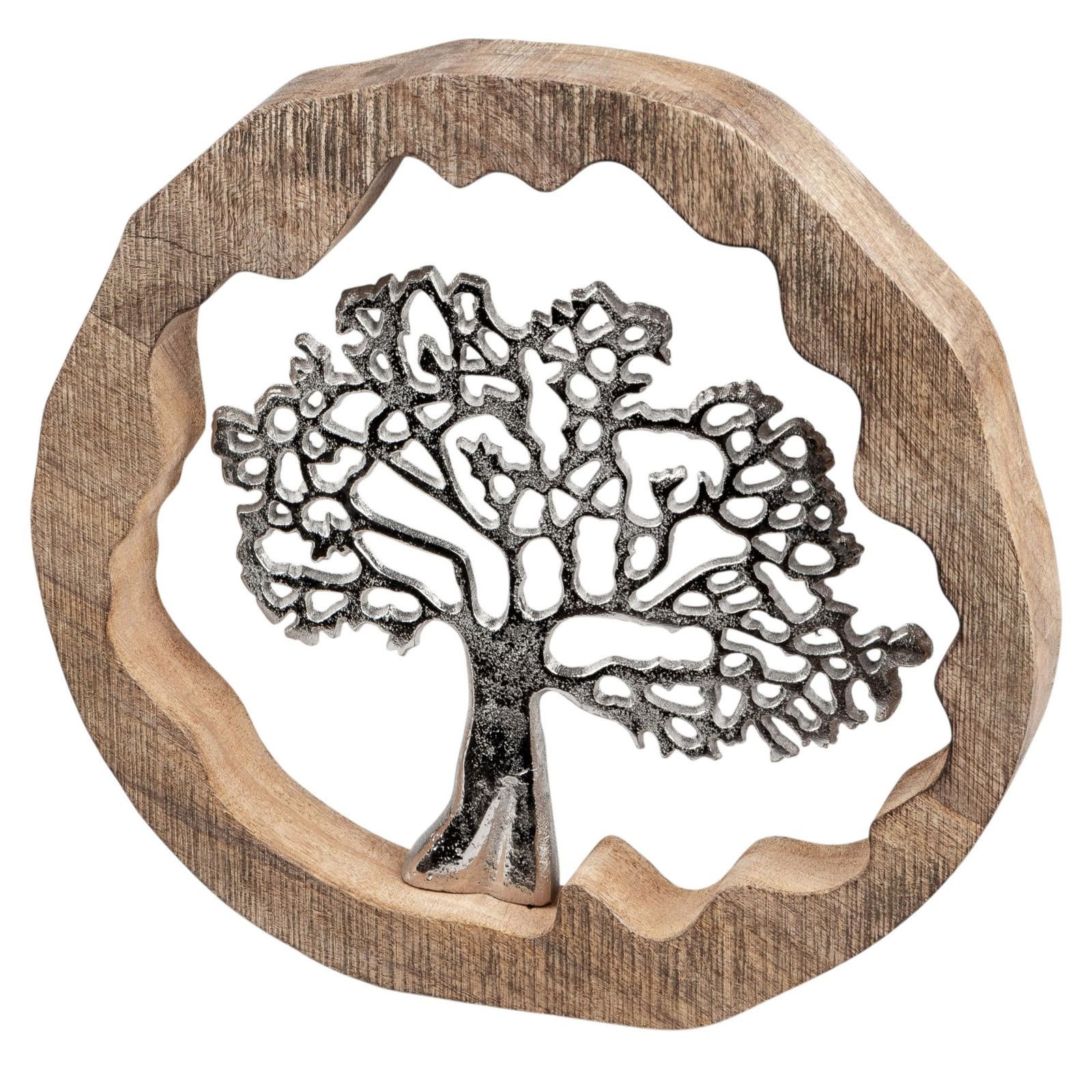 formano Dekofigur Lebensbaum Deko Mangoholz Aluminium Baum des Lebens Aufsteller 30cm