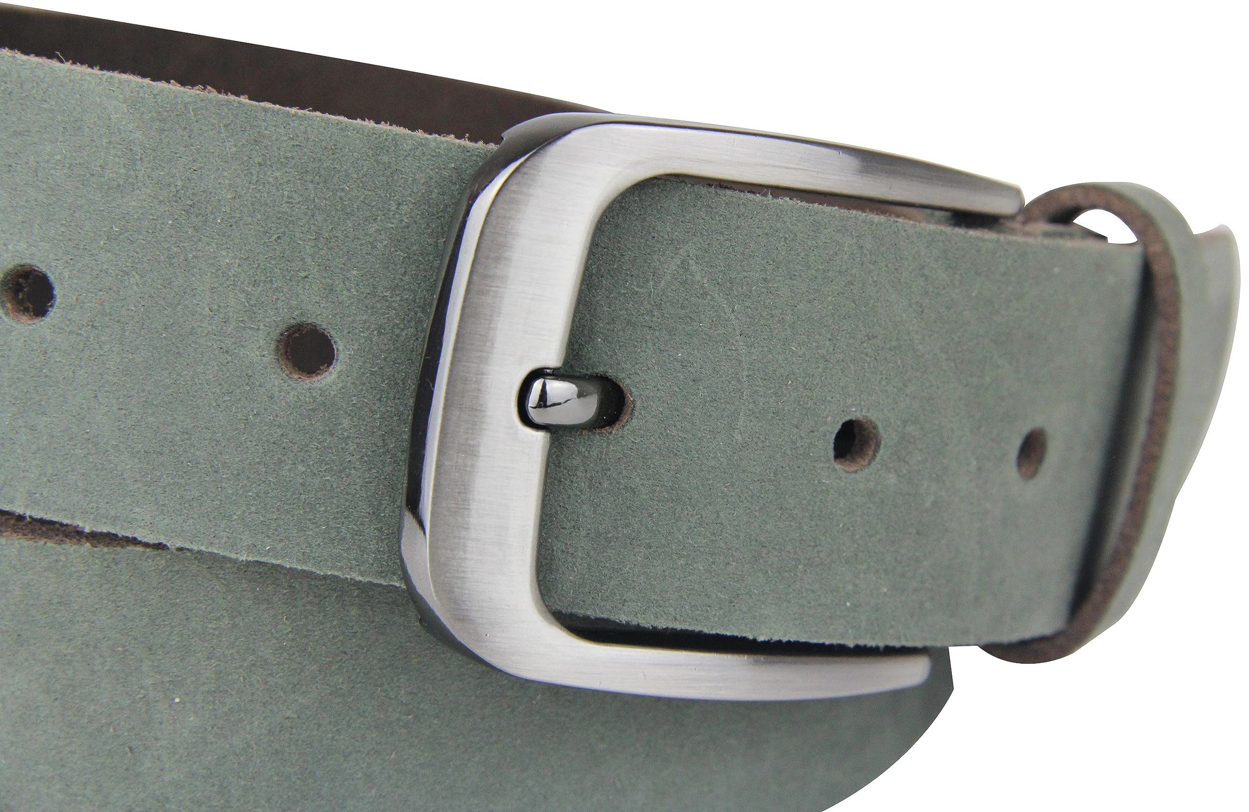 Fomax Ledergürtel Herren Veloursleder Echtleder, 3,8 cm breit, Made in Germany Eleganter Anzug- & Jeansgürtel, dunkelsilberne Dornschließe, kürzbar