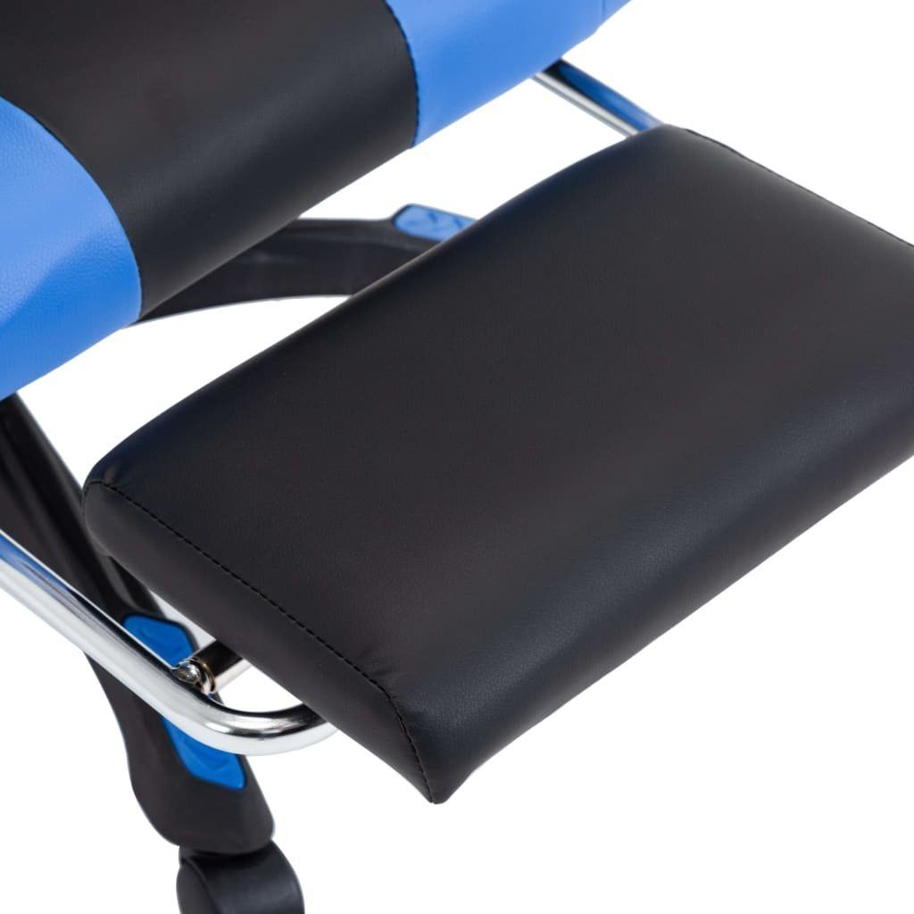 Schwarz Gaming-Stuhl und St) Kunstleder Fußstütze Bürostuhl Blau furnicato mit (1