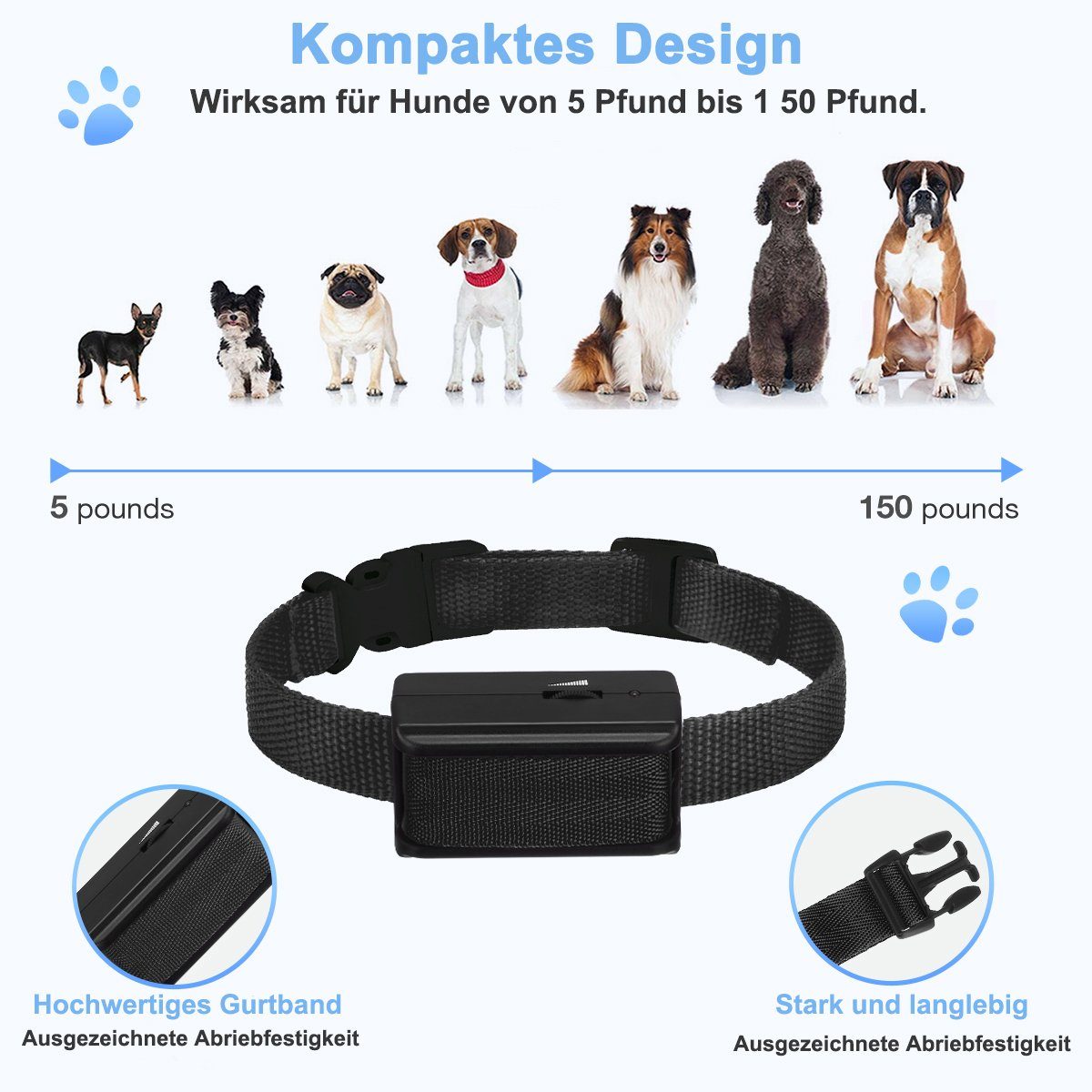 EBL Hunde-Halsband Hunde-Halsband Vibrationshalsband,Automatischs Hundehalsbänder