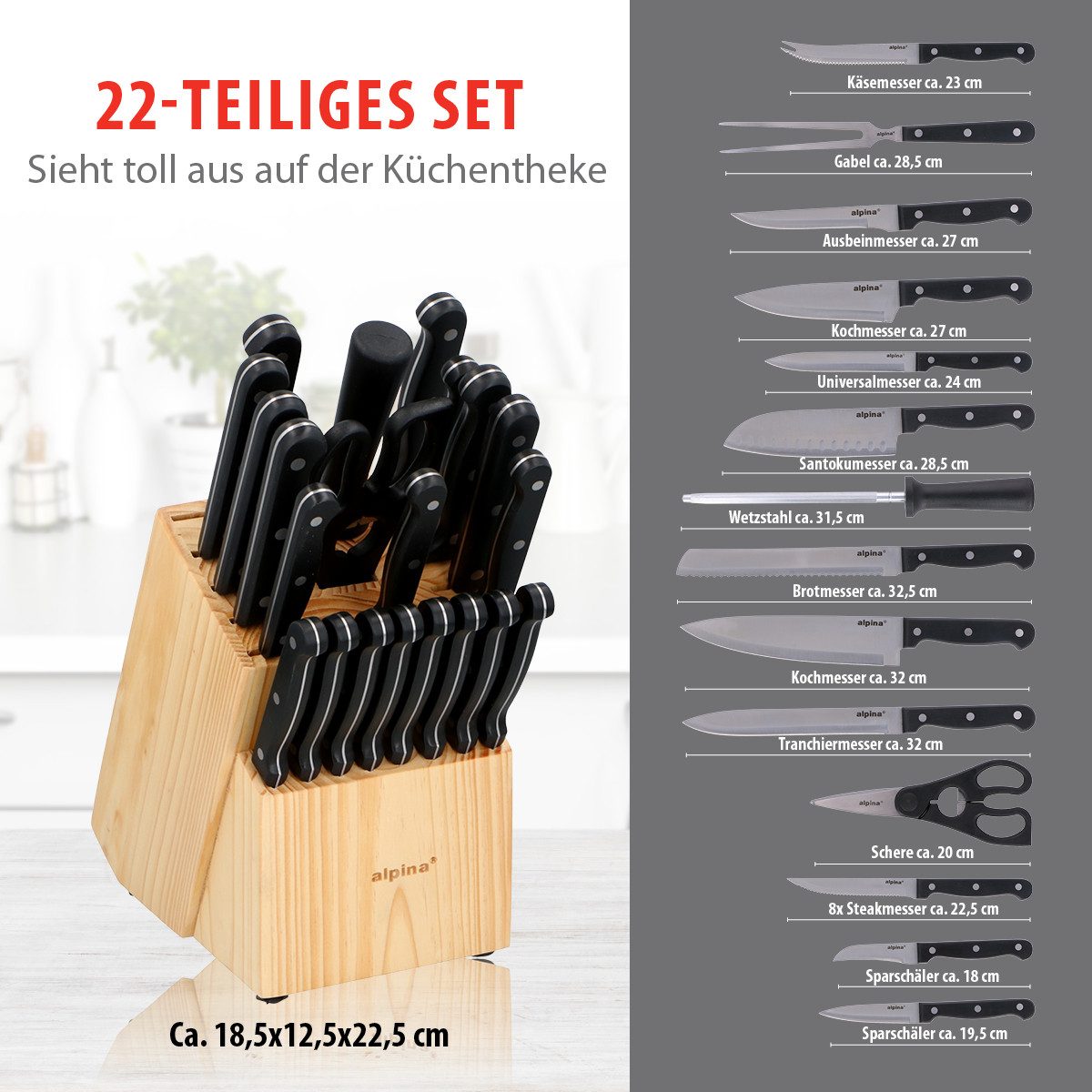 Alpina Messer-Set alpina Messerblock 22Teilig