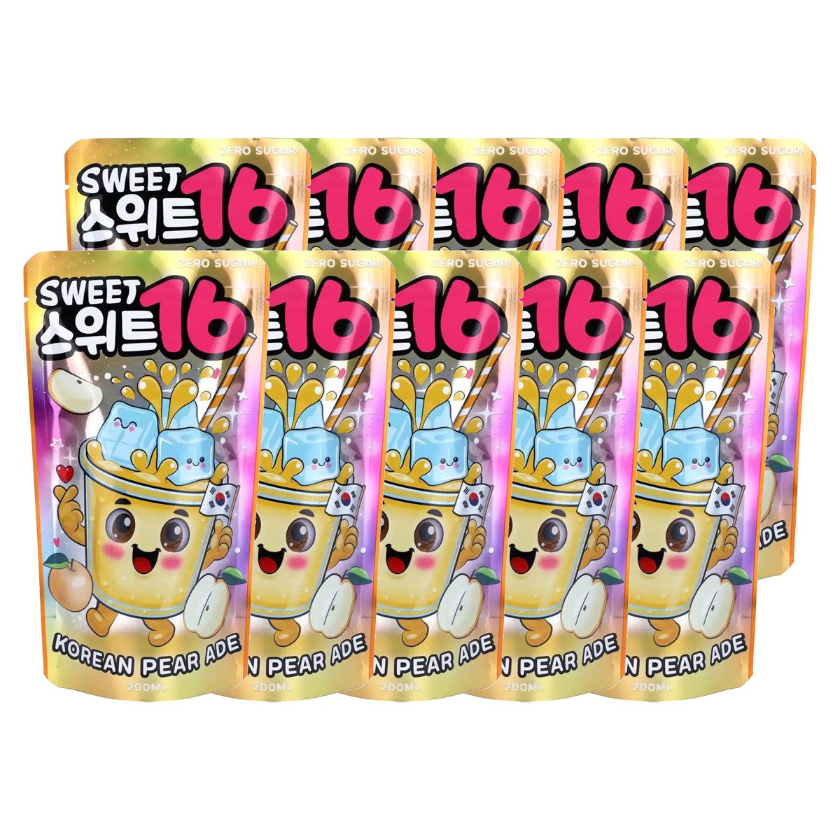 Sweet16 Softgetränk, Sweet16 Koreanische Birnenlimonade zuckerfrei 200ml 10er Pack