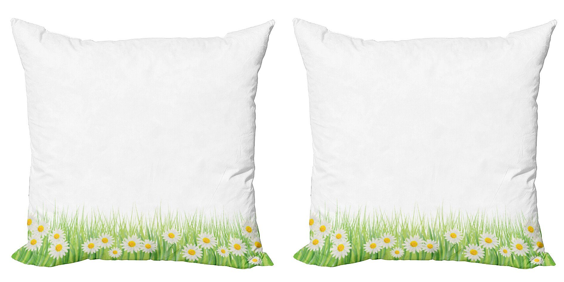 Kissenbezüge Modern Accent Doppelseitiger Digitaldruck, Abakuhaus (2 Stück), Blumen Gänseblümchen im Gras