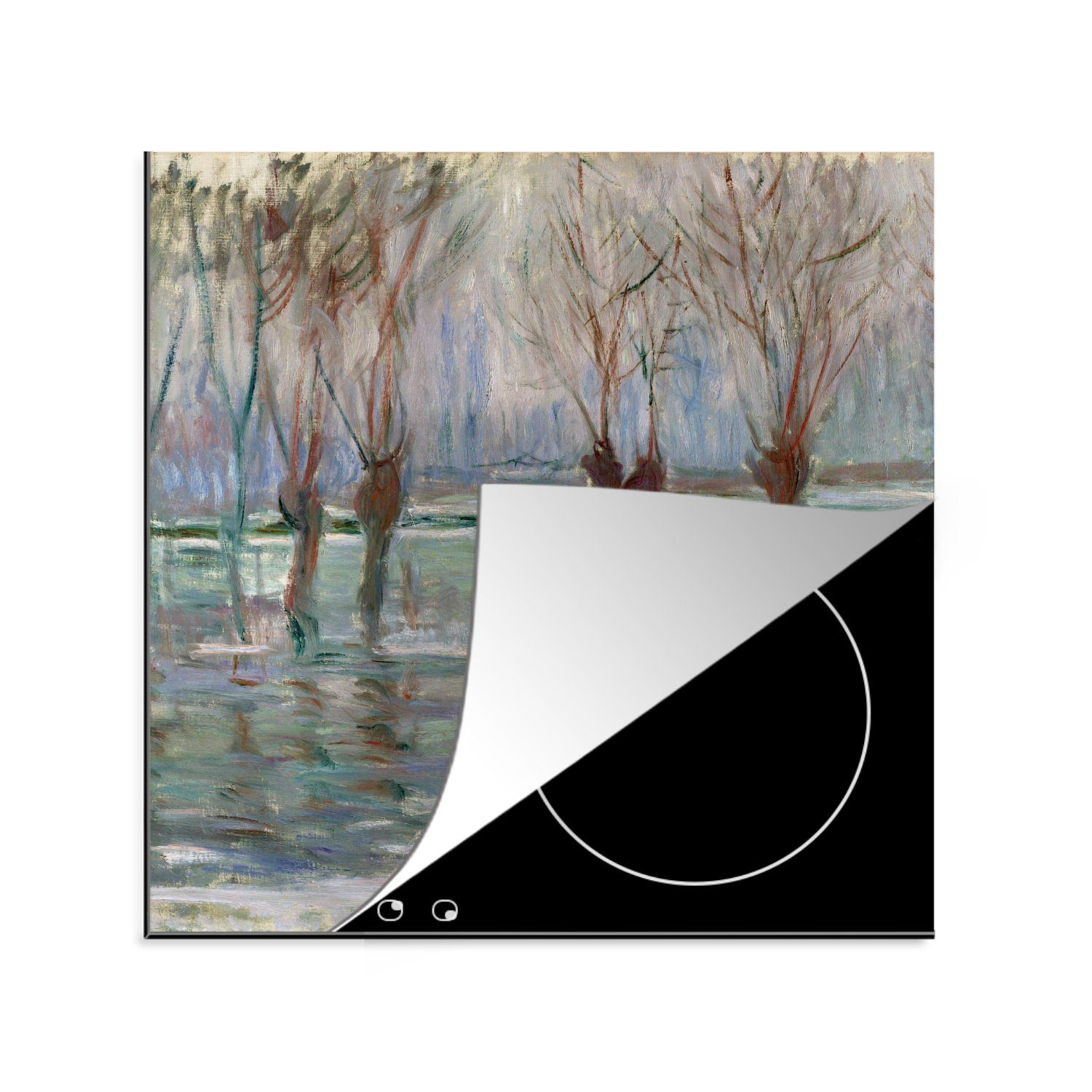 MuchoWow Herdblende-/Abdeckplatte Überschwemmung - Claude Monet, Vinyl, (1 tlg), 78x78 cm, Ceranfeldabdeckung, Arbeitsplatte für küche