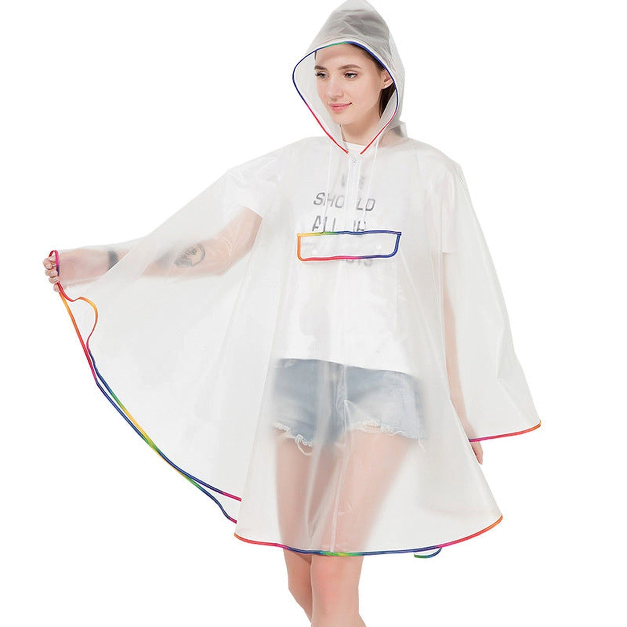 AUKUU Regenmantel Modischer Modischer transparenter Regenmantel für Erwachsene mit extra Dicke und wasserdichter Outdoor Wander und mehr