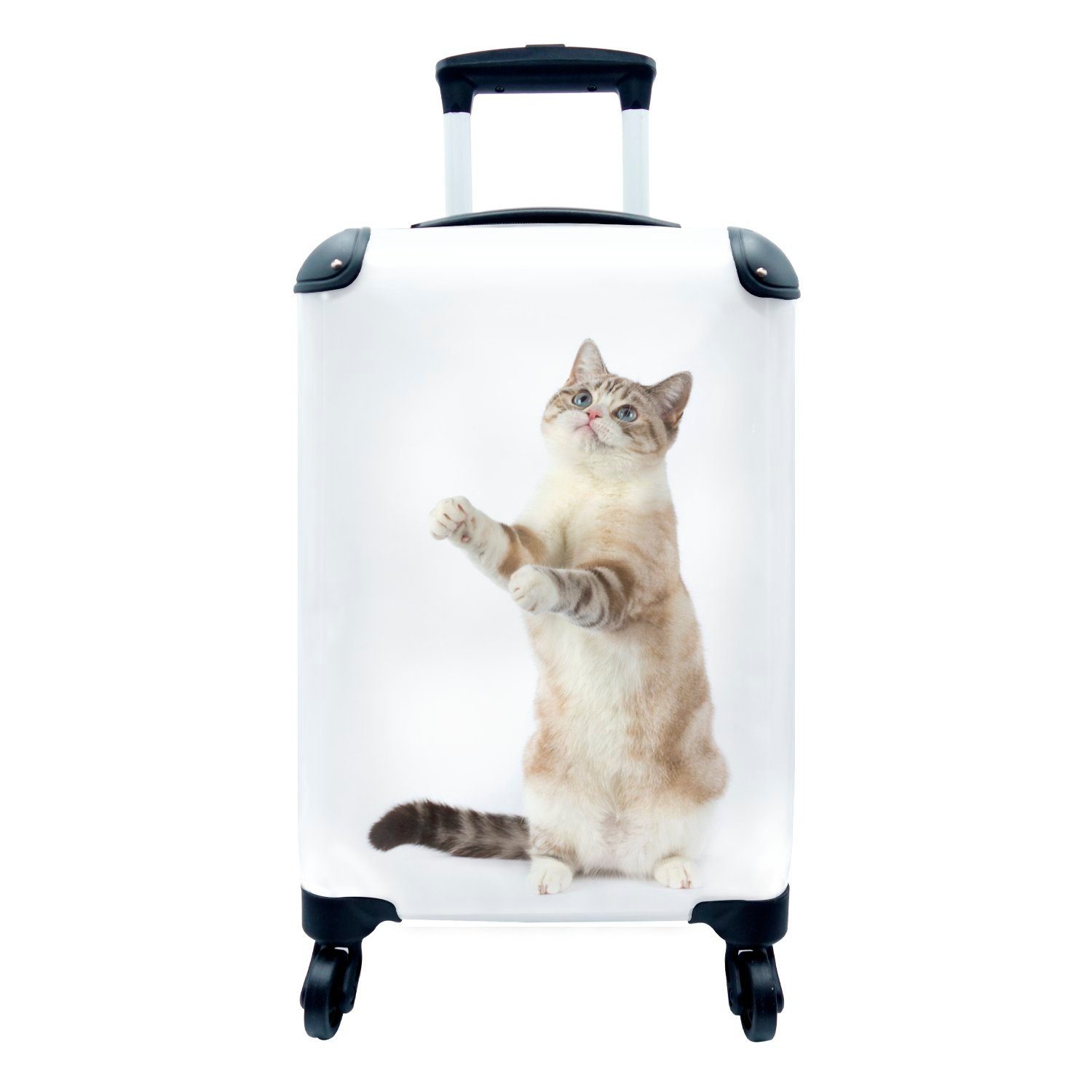 MuchoWow Handgepäckkoffer Katze auf den Hinterbeinen stehend, 4 Rollen, Reisetasche mit rollen, Handgepäck für Ferien, Trolley, Reisekoffer