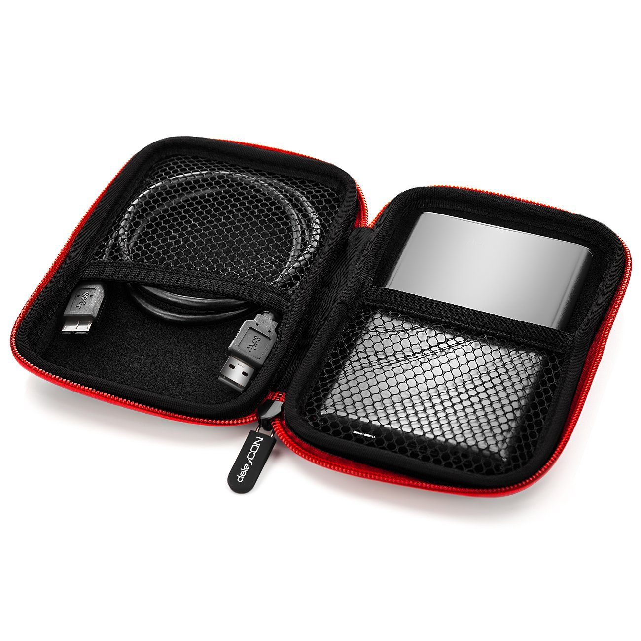 deleyCON Festplattentasche deleyCON Festplattentasche Case für 2,5 Zoll" HDD SSD 2 Fächer