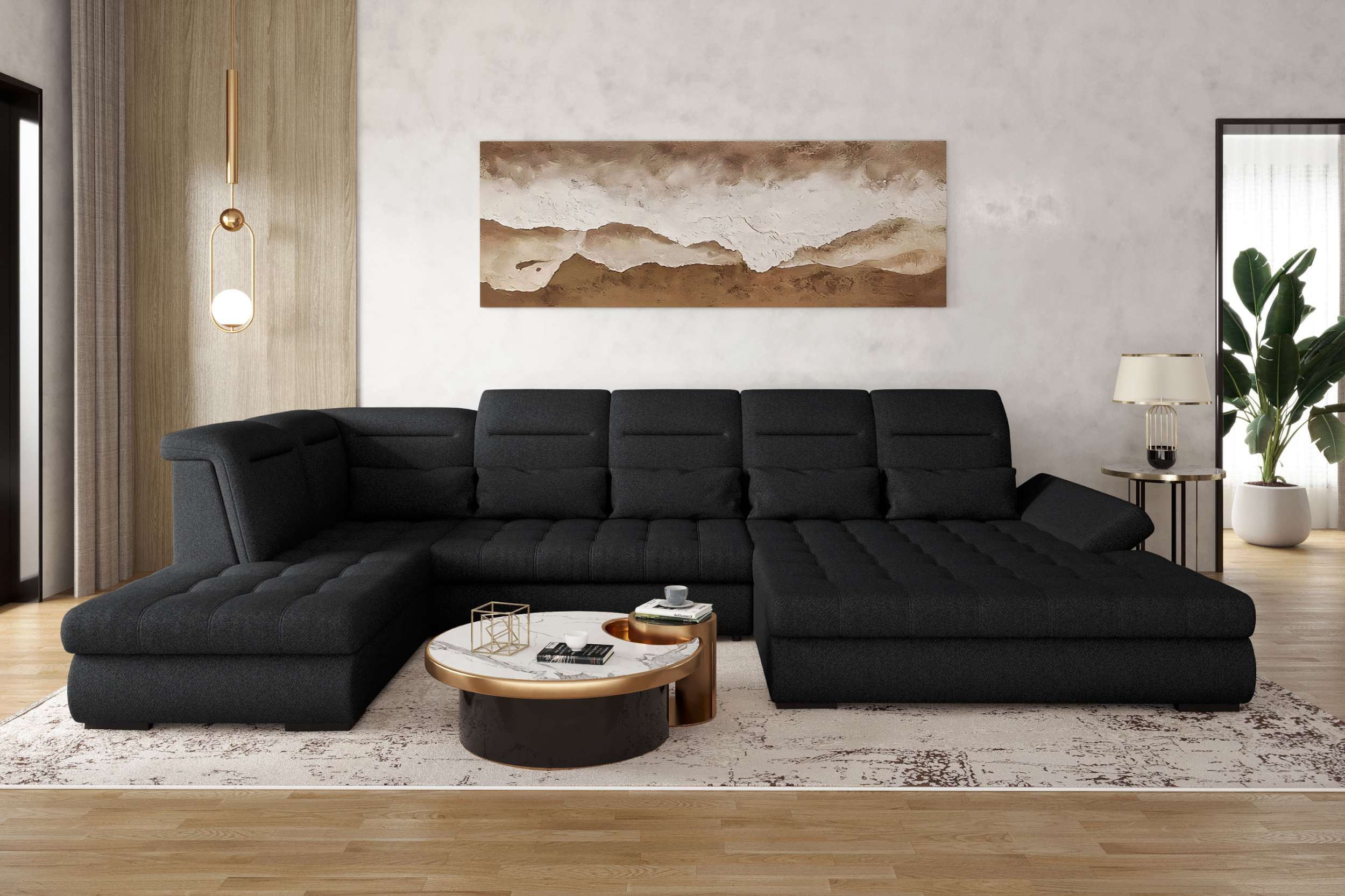 99rooms Wohnlandschaft Toscana, Sofa, U-Form, Rundumbezug aus Strukturstoff günstig online kaufen