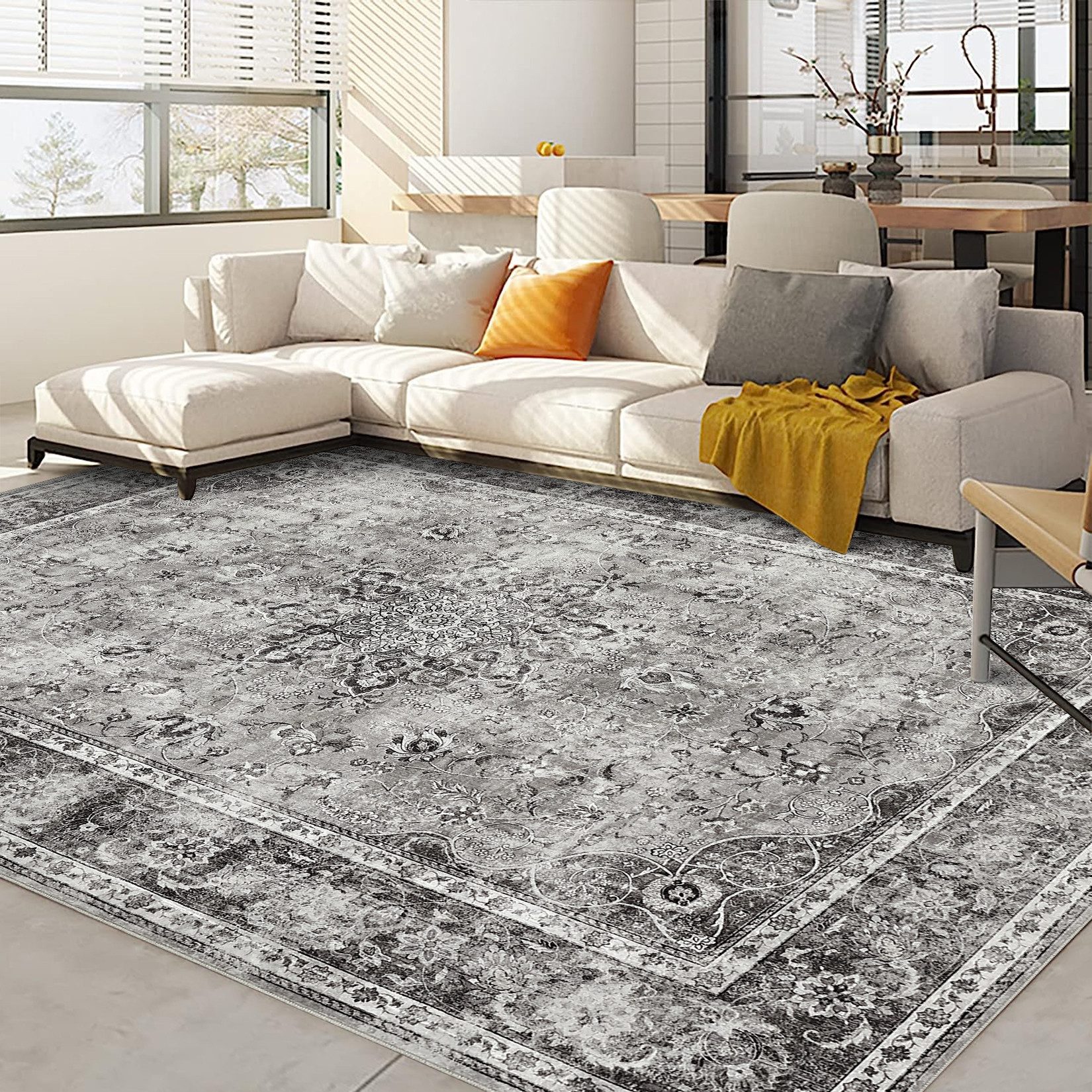 GarveeMore Teppich Teppich Wohnzimmer Waschbarer Vintage Teppich Schlafzimmer