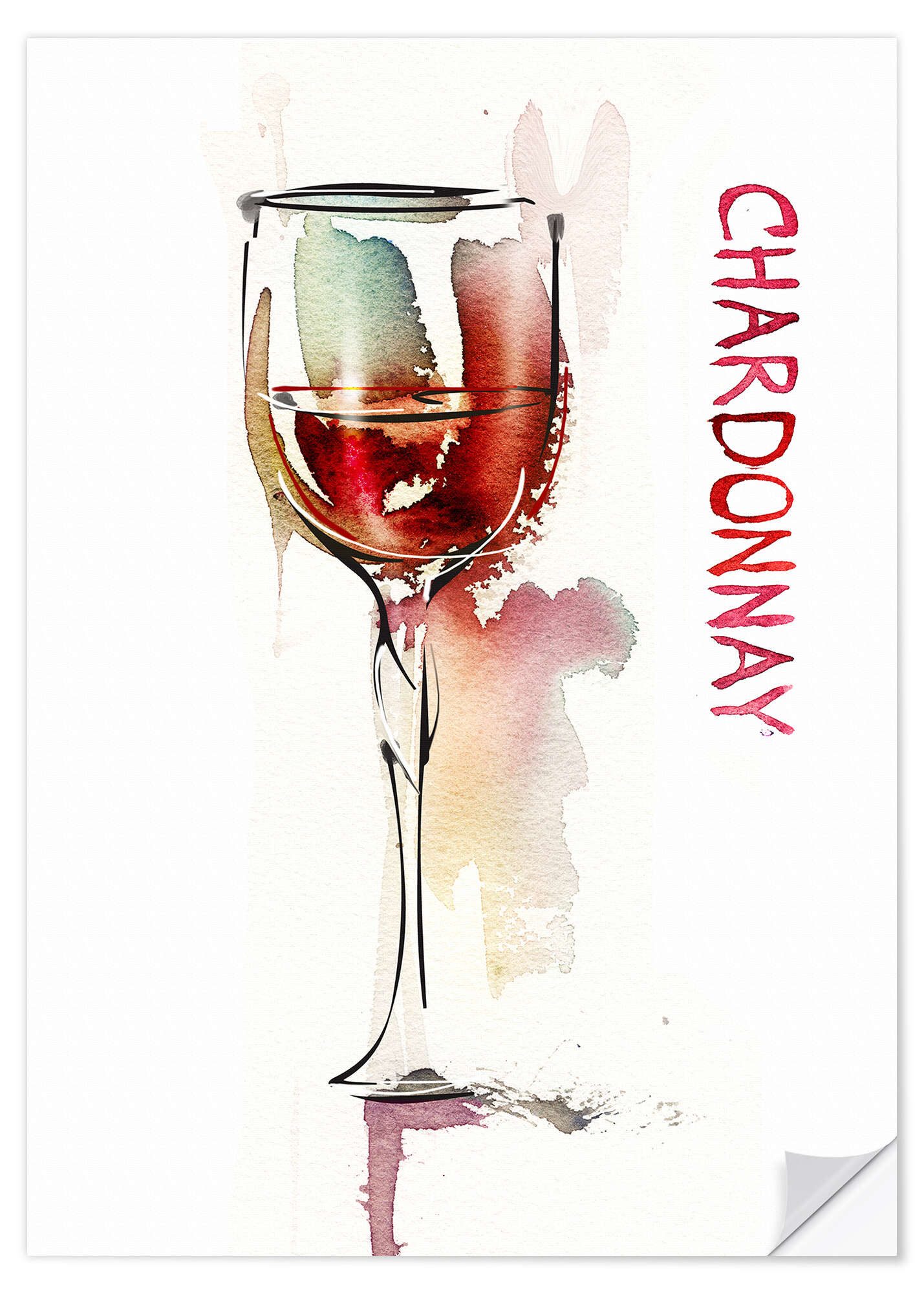 Posterlounge Wandfolie Editors Choice, Ein Glas Chardonnay, Küche Malerei