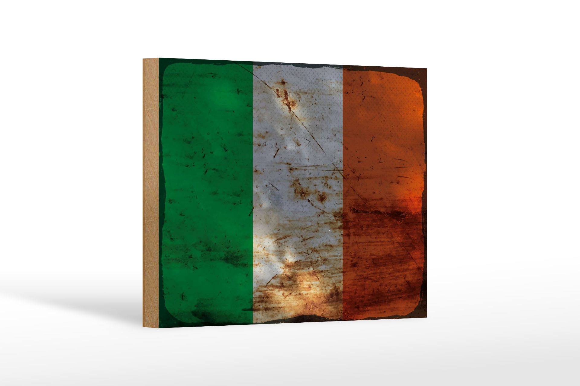 Femer GmbH Holzbild Flagge Irland 18x12 cm Flag of Ireland Rost, Flaggen (1 St), Glatte Holzfaserplatte (MDF), vorn beschichtet