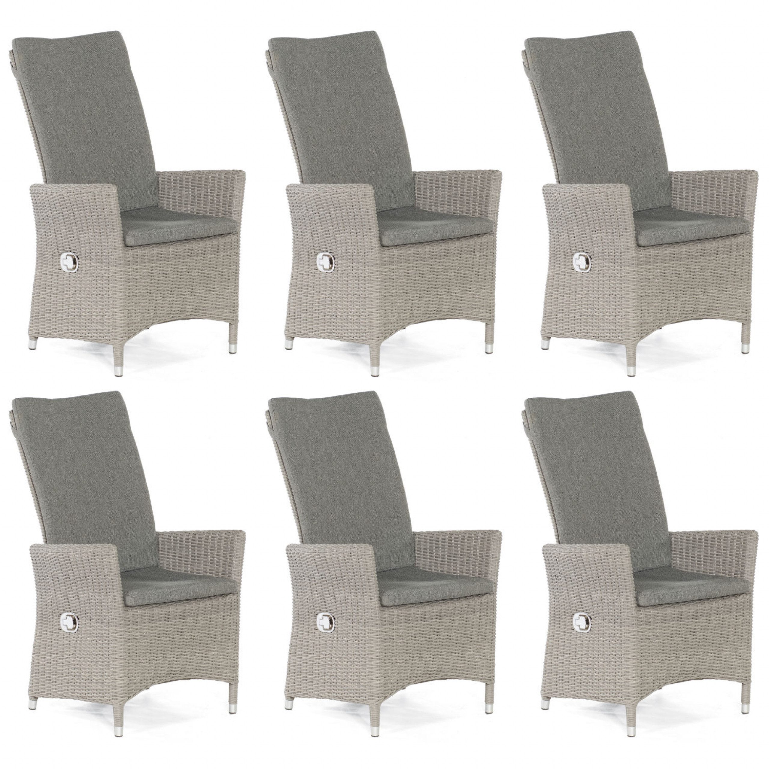 Gartenstuhl Sonnenpartner 6x Garten-Sessel Solares Aluminium/Polyrattan
