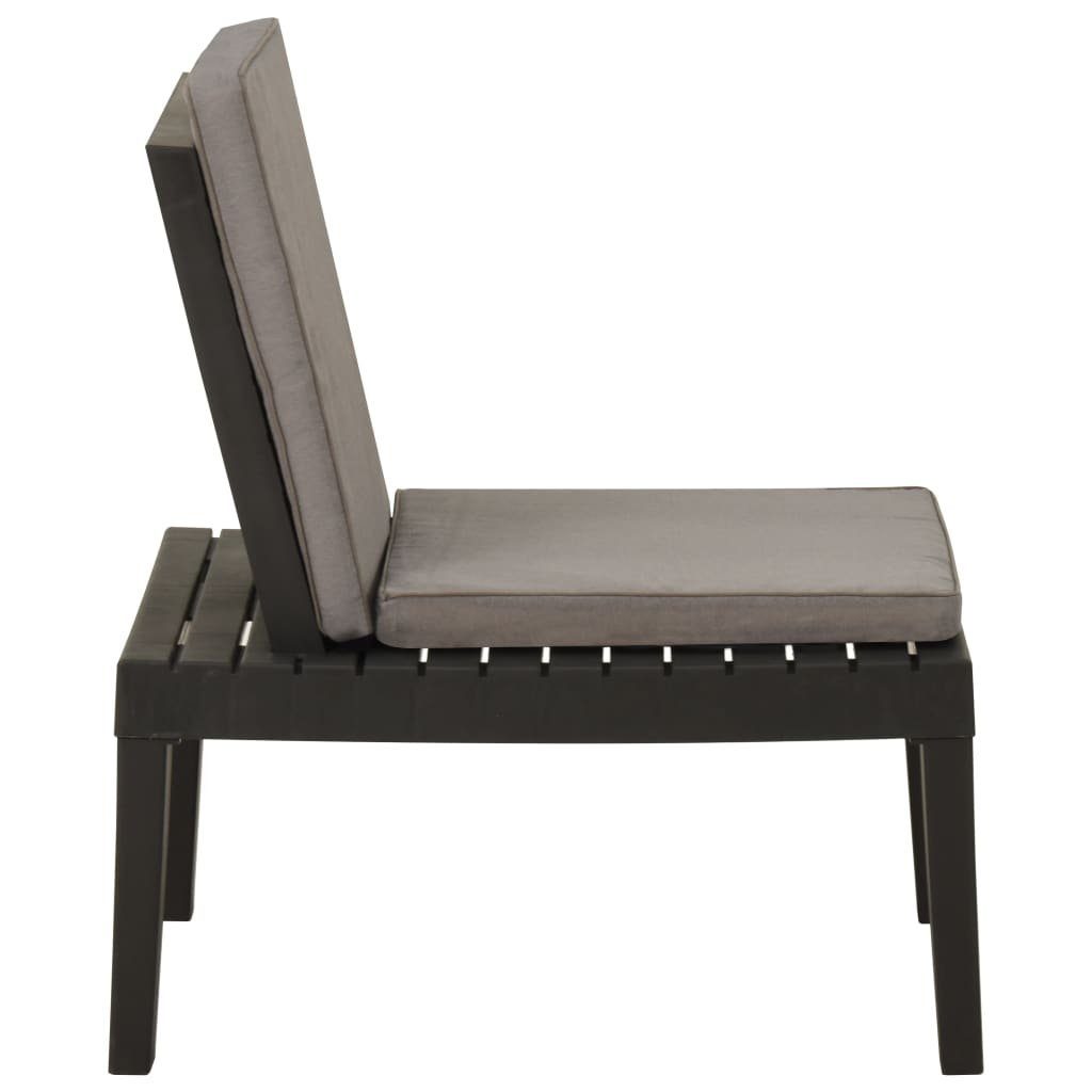 vidaXL Gartenstuhl Garten-Lounge-Stuhl Auflage Kunststoff St) Grau mit (1 | Grau Grau