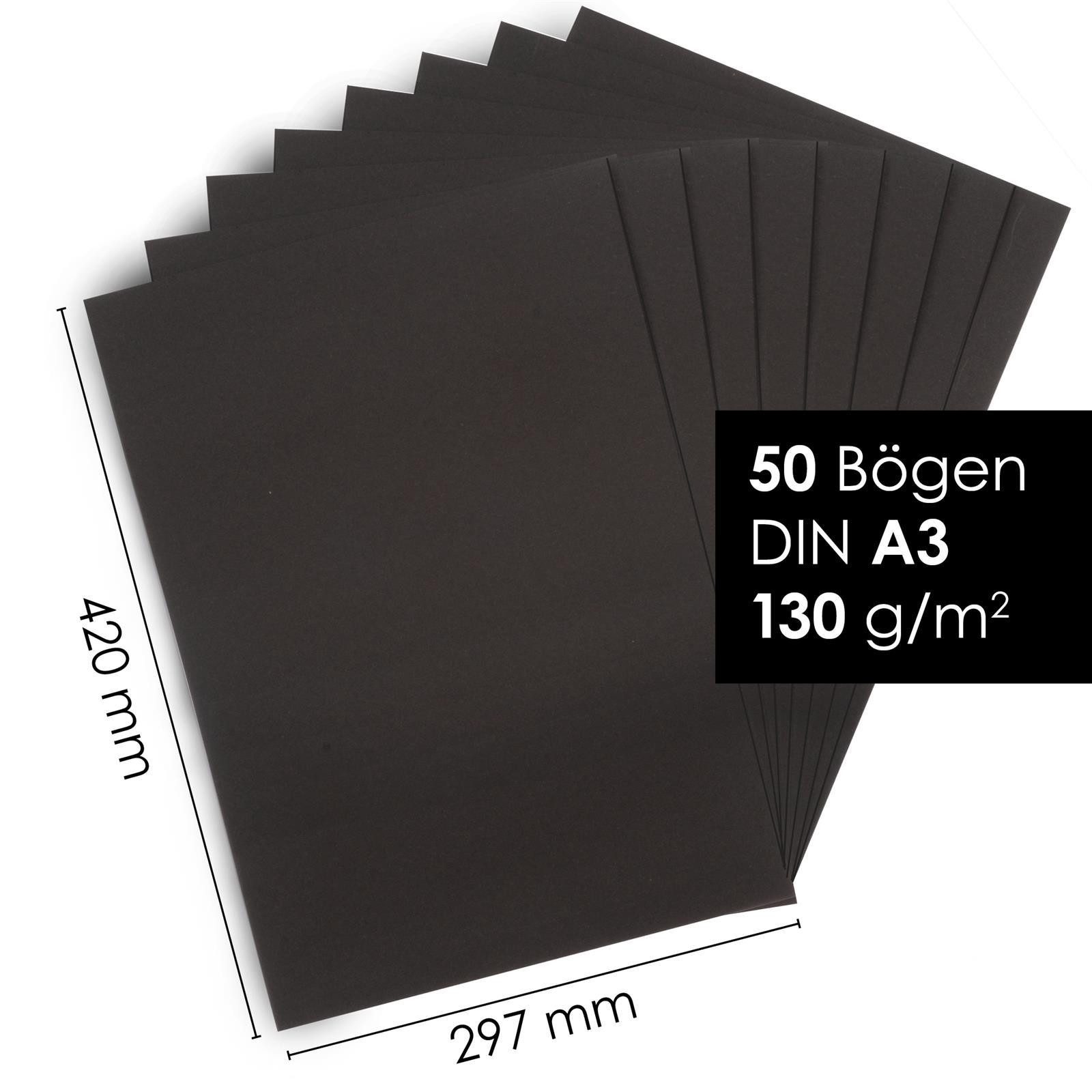 OfficeTree Transparentpapier 50 Blatt Bastelpapier Schwarz - Tonpapier A3, 130g/m2