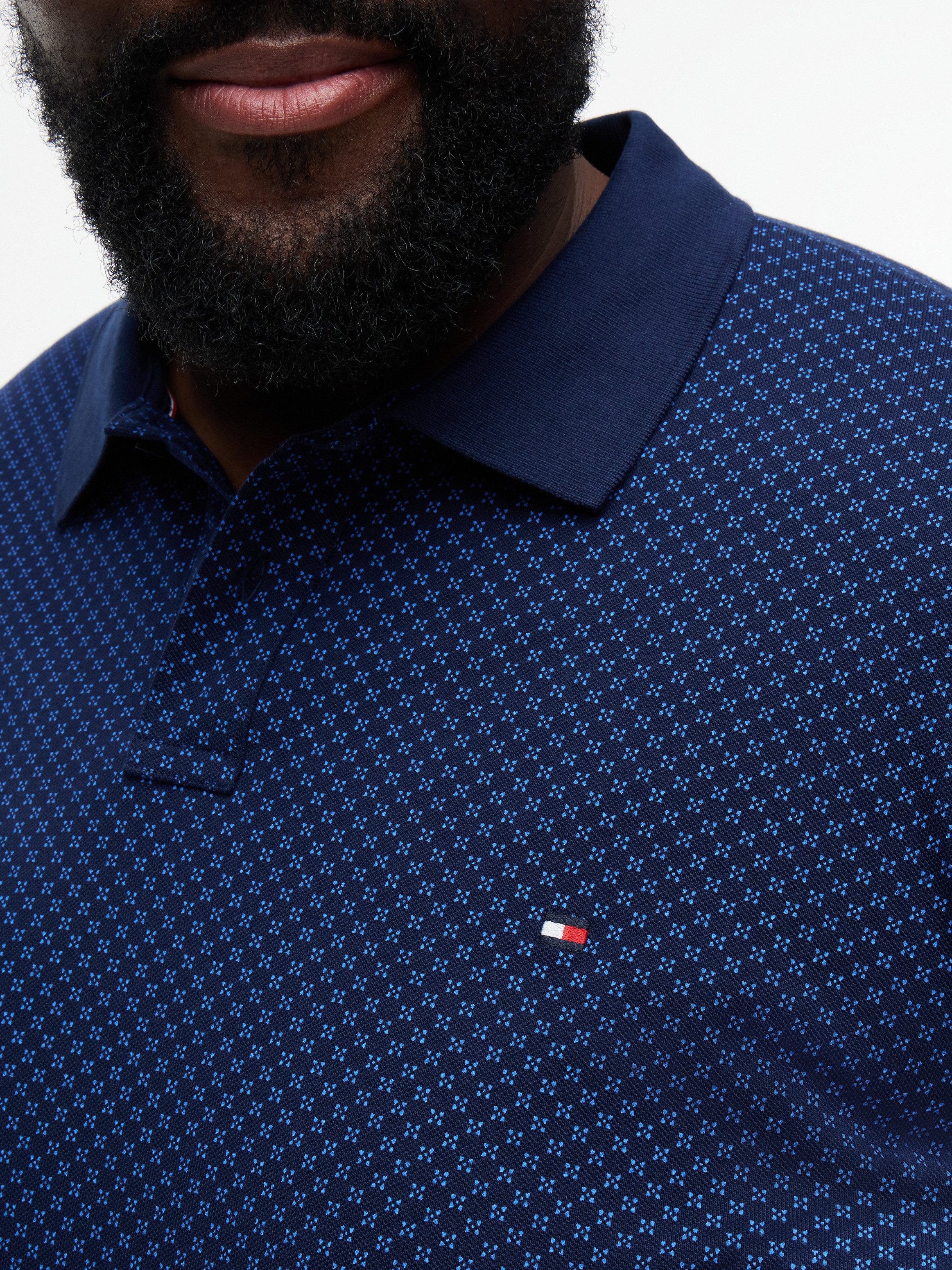 Tommy Hilfiger Big & Tall Poloshirt BT-MICROPRINT PIQUE REGULAR mit geometrischem Muster, Große Größen