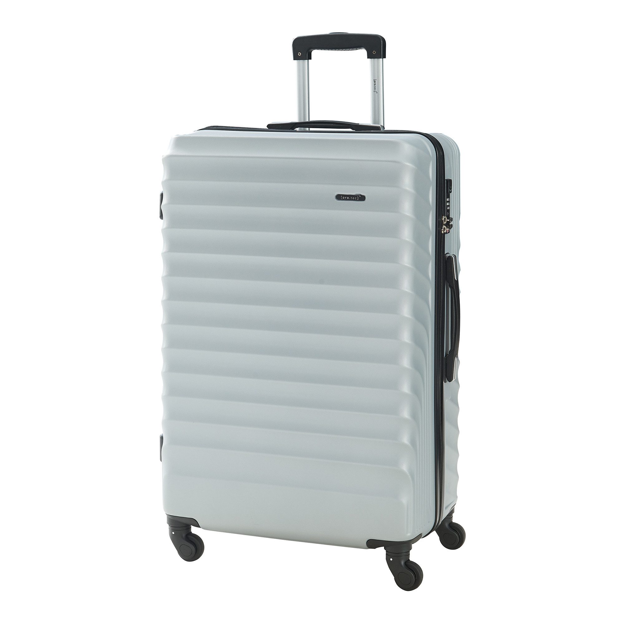 pro.tec Kofferset, 4 Rollen, (3 tlg., Hartschalen-Trolley Set), »Pona« mit Kofferwaage und Gepäckanhänger Hellgrau