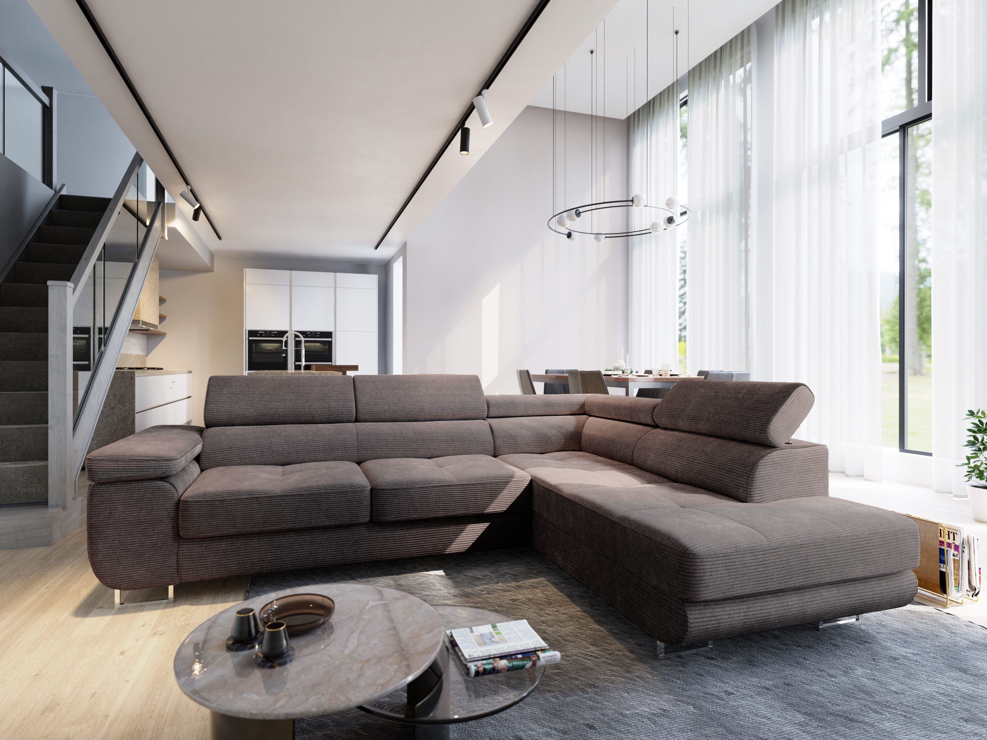 Masseno Ecksofa APIRO mit Schlaffunktion L-Form, Sofa mit Bettkasten
