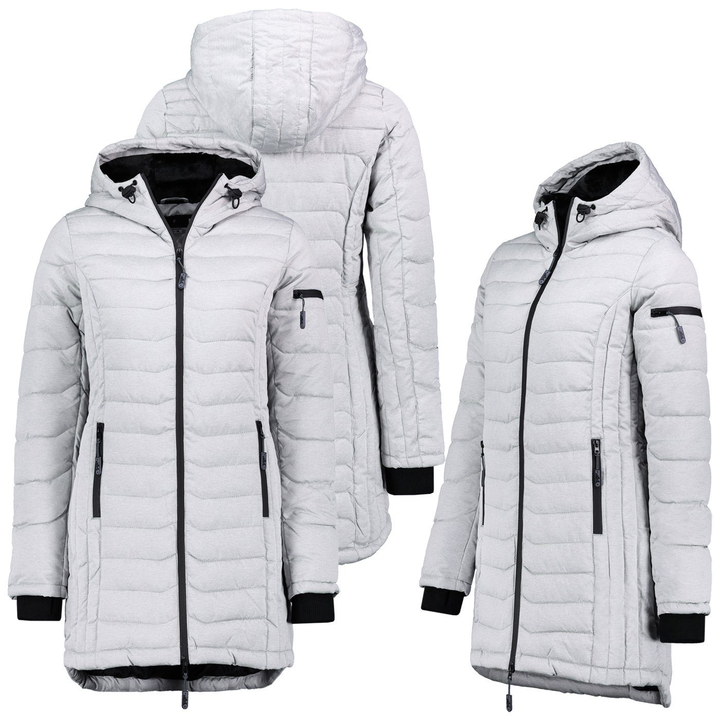 SUBLEVEL Steppjacke Damen Winter Jacke Mantel Parka Steppjacke Steppmantel Wintermantel Hellgrau