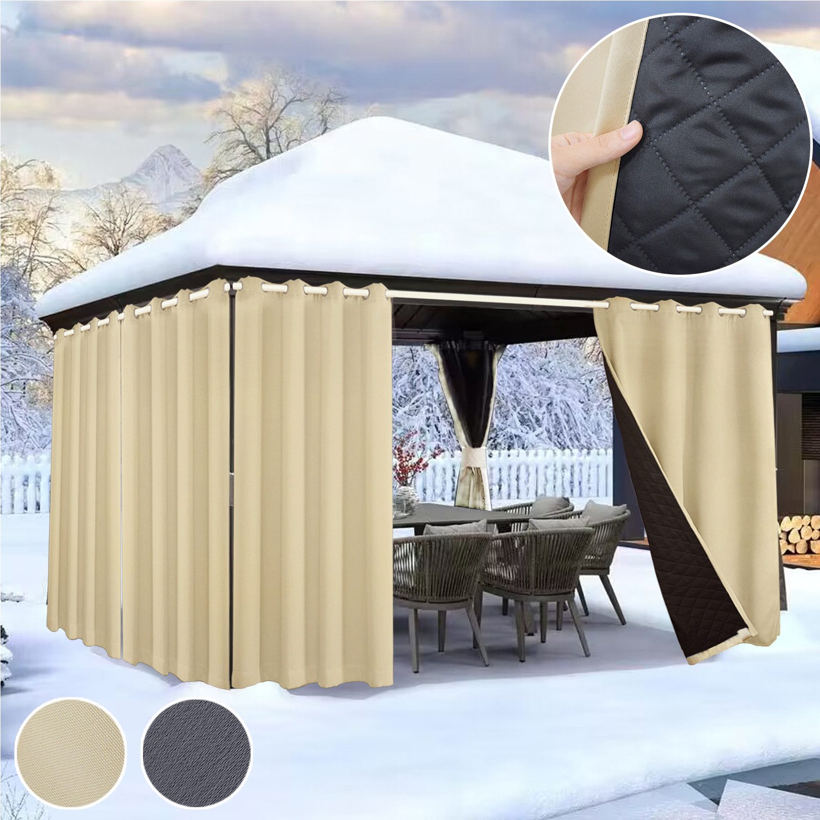 LMaxhome Outdoorvorhang Winter Verdickter Verdunkelungsvorhänge Kälteschutz günstig online kaufen
