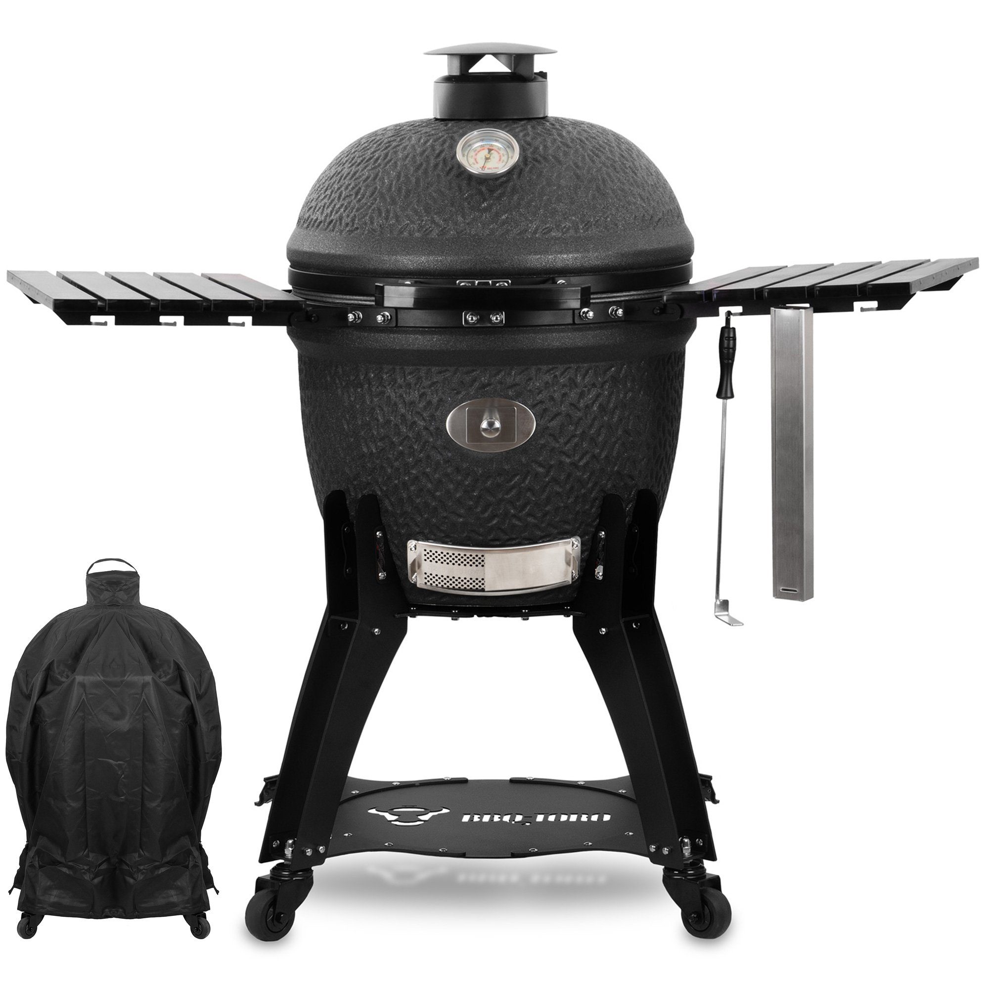 BBQ-Toro Keramikgrill Kamado Grill Ø 56 cm "Yoru" Holzkohlegrill Keramikgrill mit Thermomete, High-End Holzkohlegrill