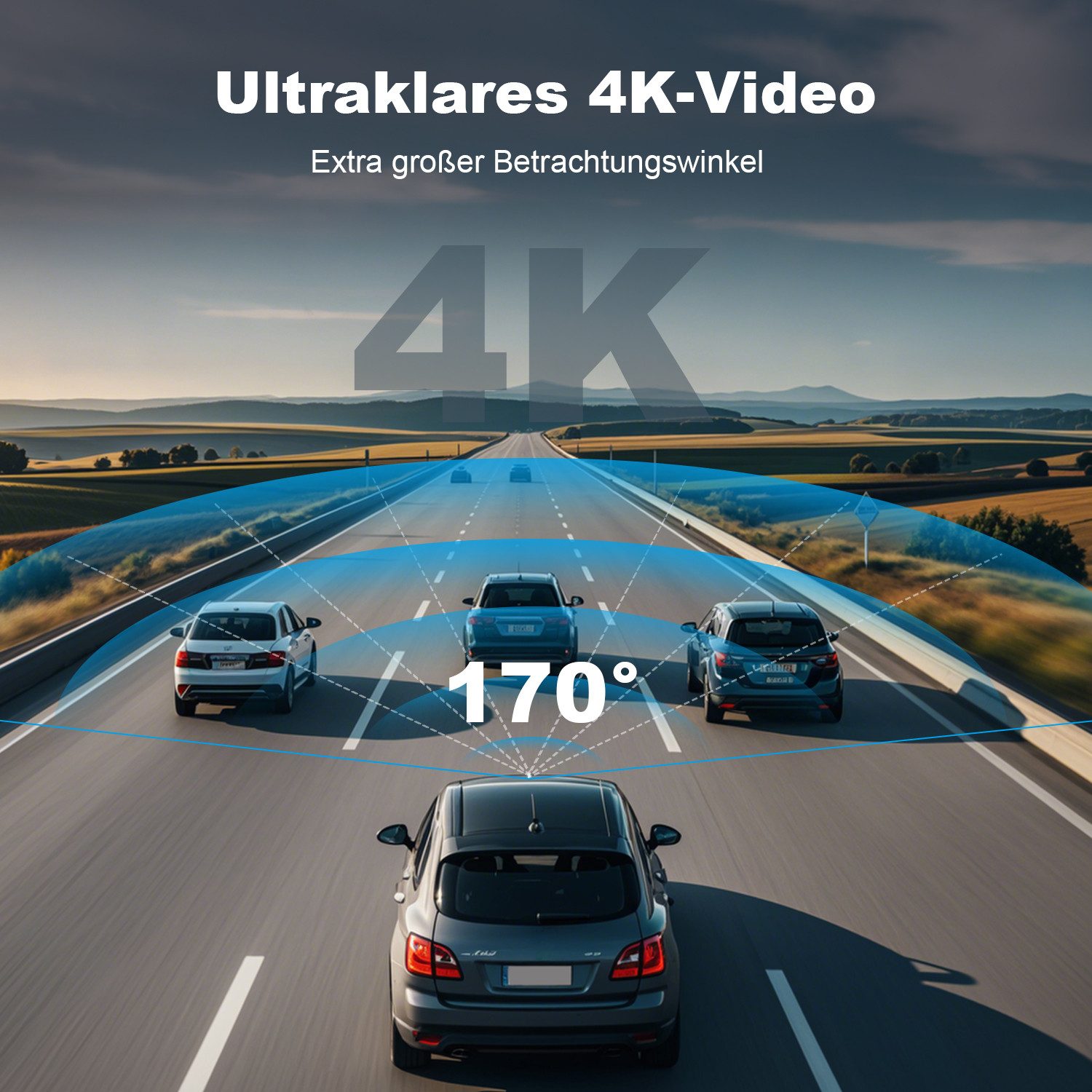 CkeyiN Dashcam Auto 4K 1080P 2-Kanal 170° Weitwinkel mit 32GB TF-Karte WDR Dashcam (4K Ultra HD, 3'' IPS-Bildschirm, mit Nachtsicht, G-Sensor, Loop-Aufnahme Wif – Bild 3 von 5