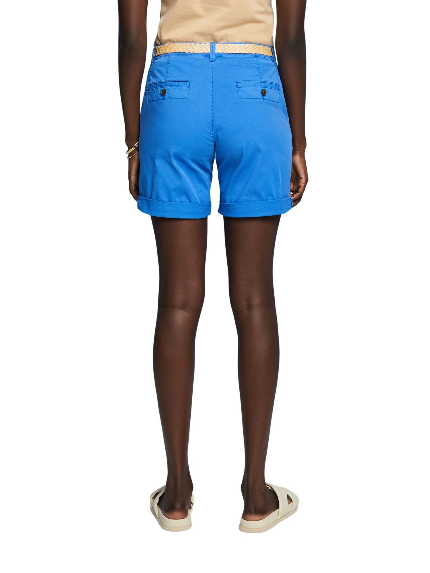 Shorts Shorts BLUE Esprit BRIGHT (1-tlg) mit Raffia-Flechtgürtel
