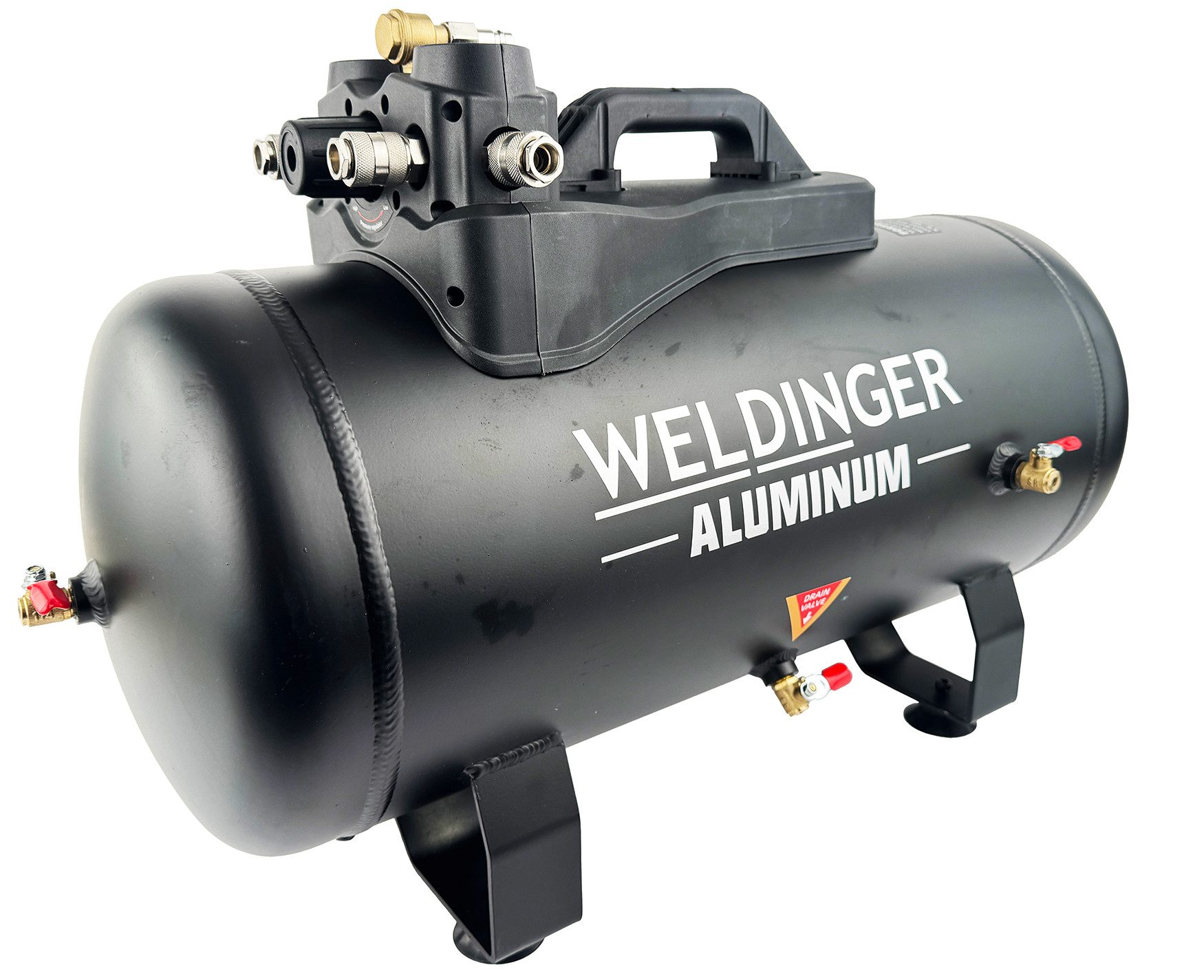 WELDINGER Druckluftbehälter Drucklufttank 36l Aluminium vier Abgänge Druckregler mobil einsetzbar, 36 l, 10 bar