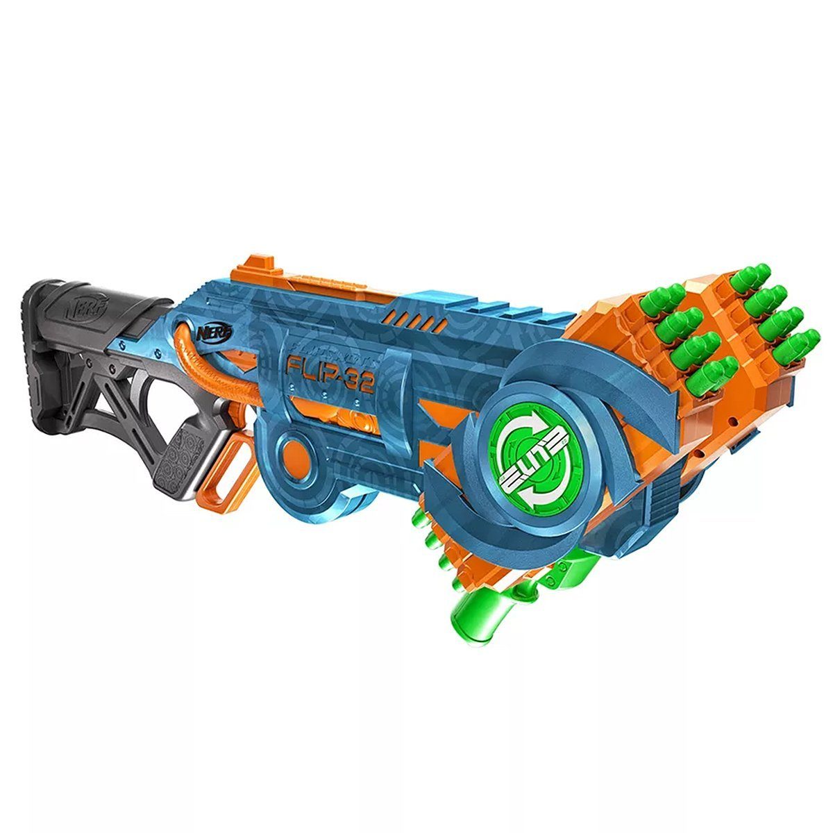 Hasbro Blaster Nerf Elite 2.0 Flipshots - Blaster bis 27m 32 Dart, Der größte Flip Blaster mit 32 Läufen!